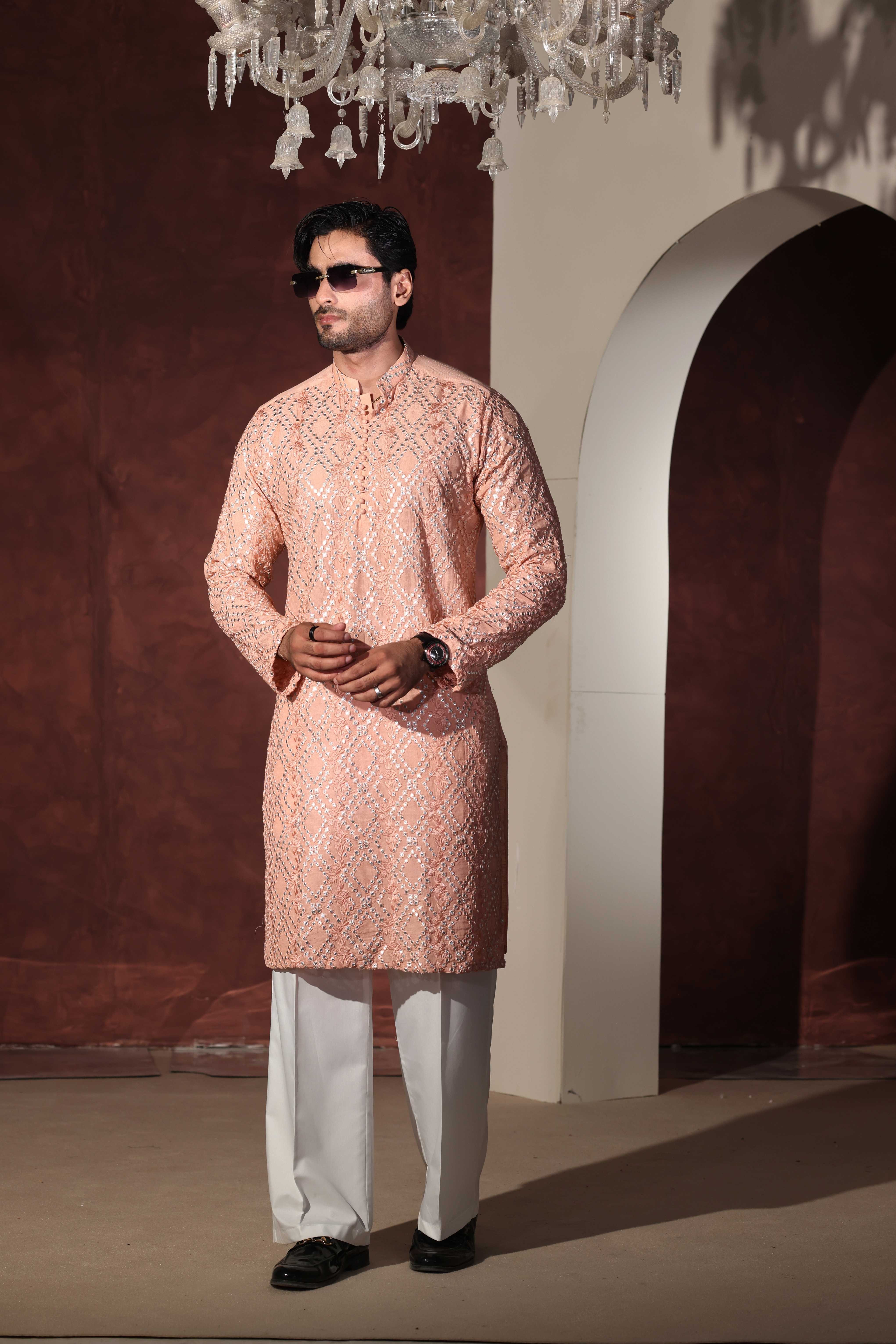 CK 770 Peach Chikankari Kurta