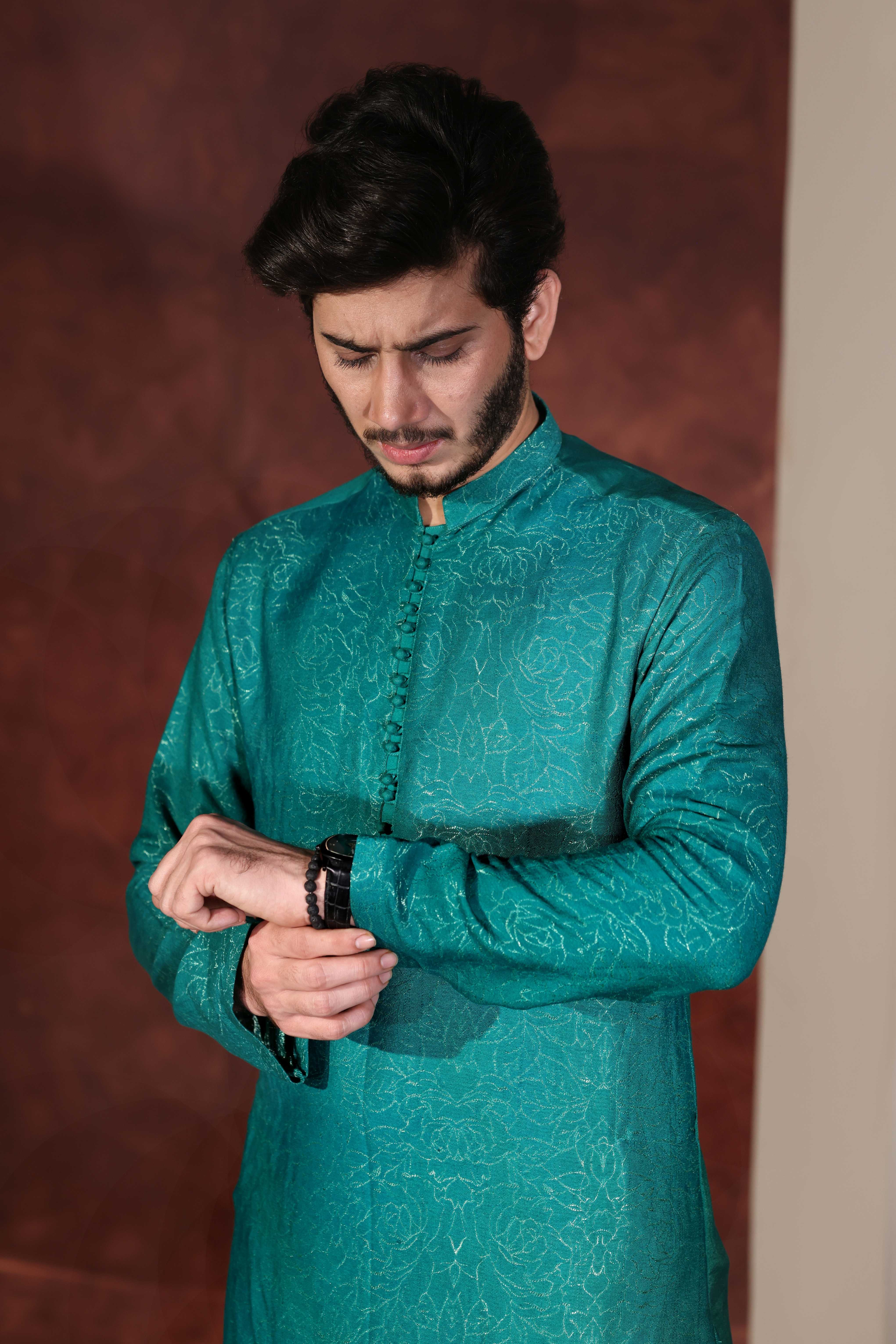 CK 768 Teal Green Chikankari Kurta