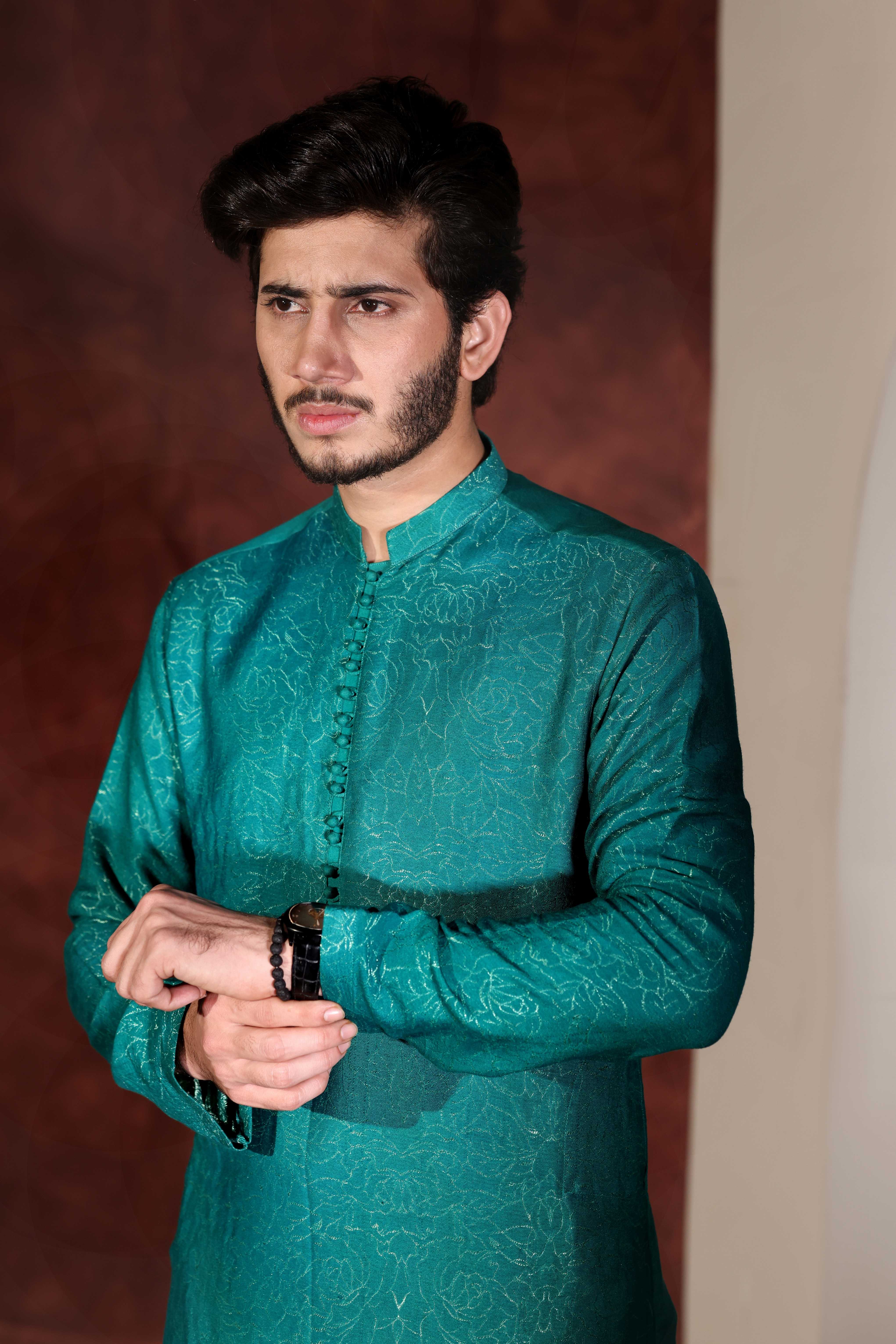 CK 768 Teal Green Chikankari Kurta