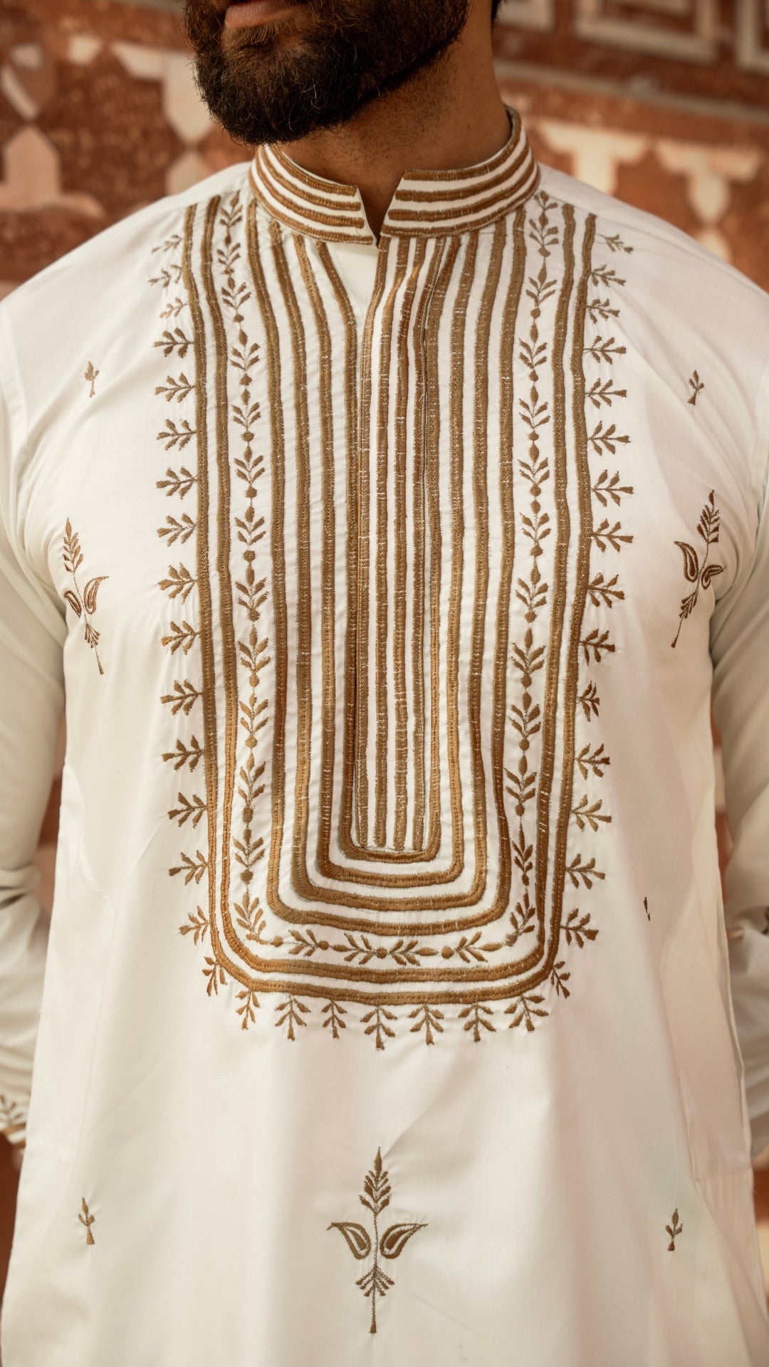 CK 734 White Chikankari Kurta For Men