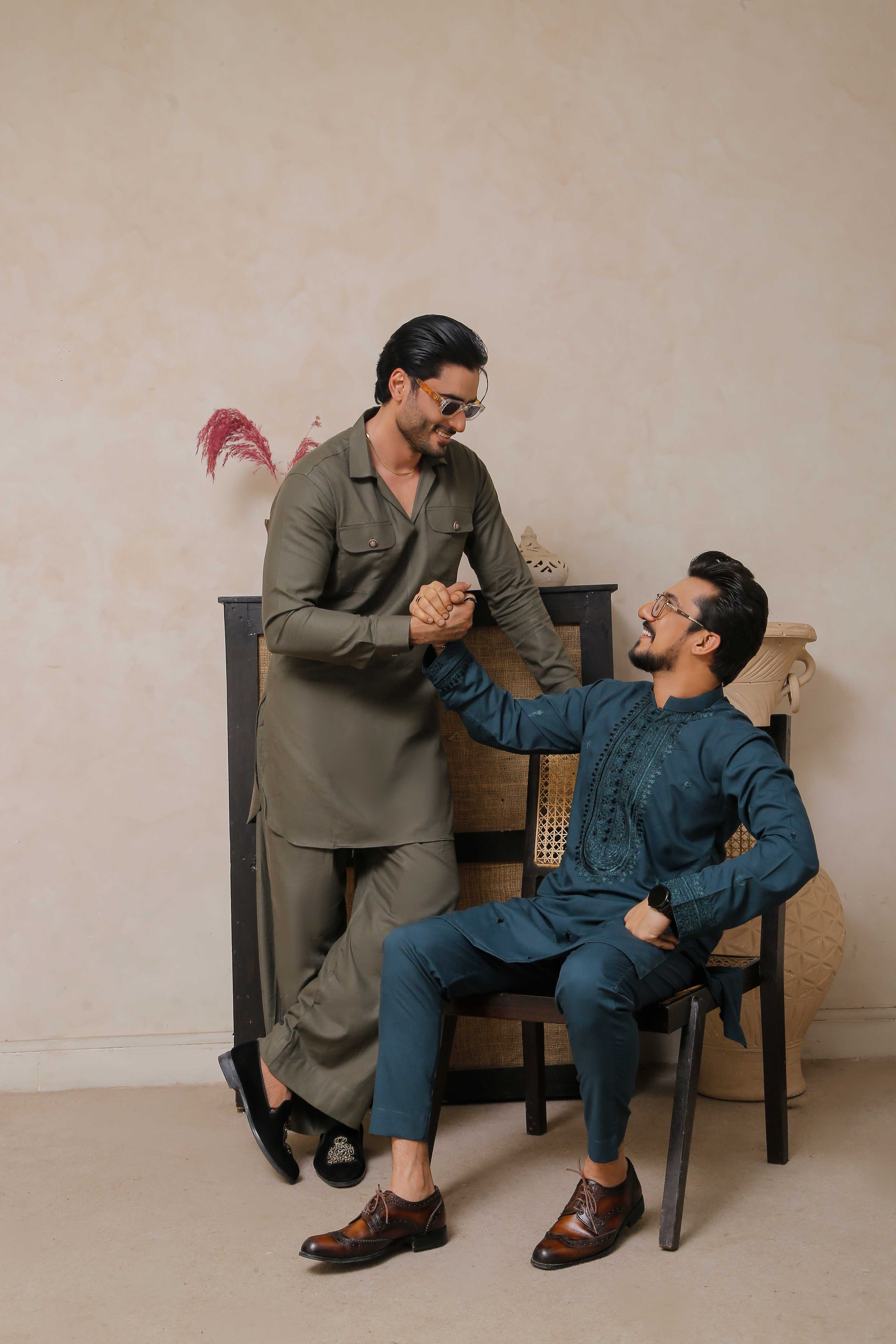 CK 500 Green Embroidered Executive Shalwar