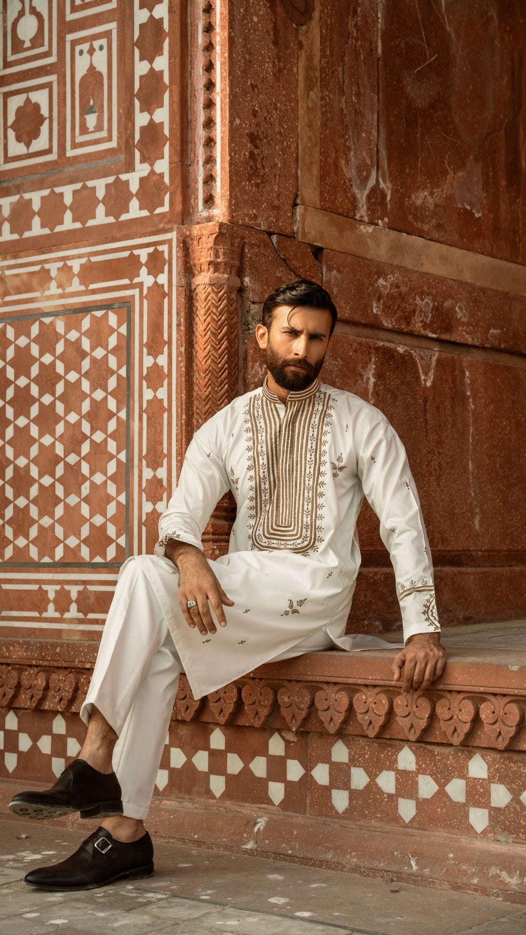 CK 734 White Chikankari Kurta For Men