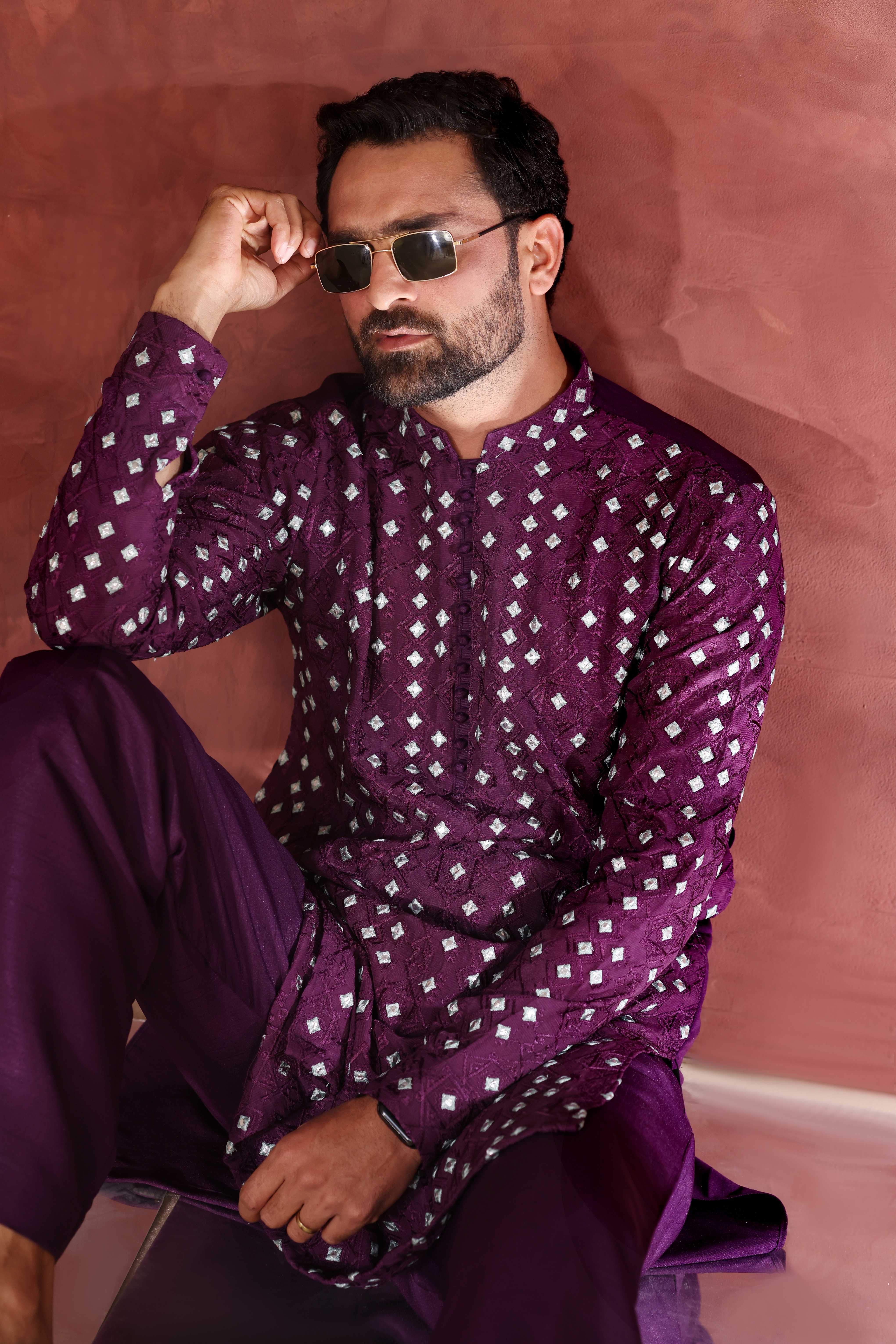 CK 776 Burgundy Chikankari Kurta
