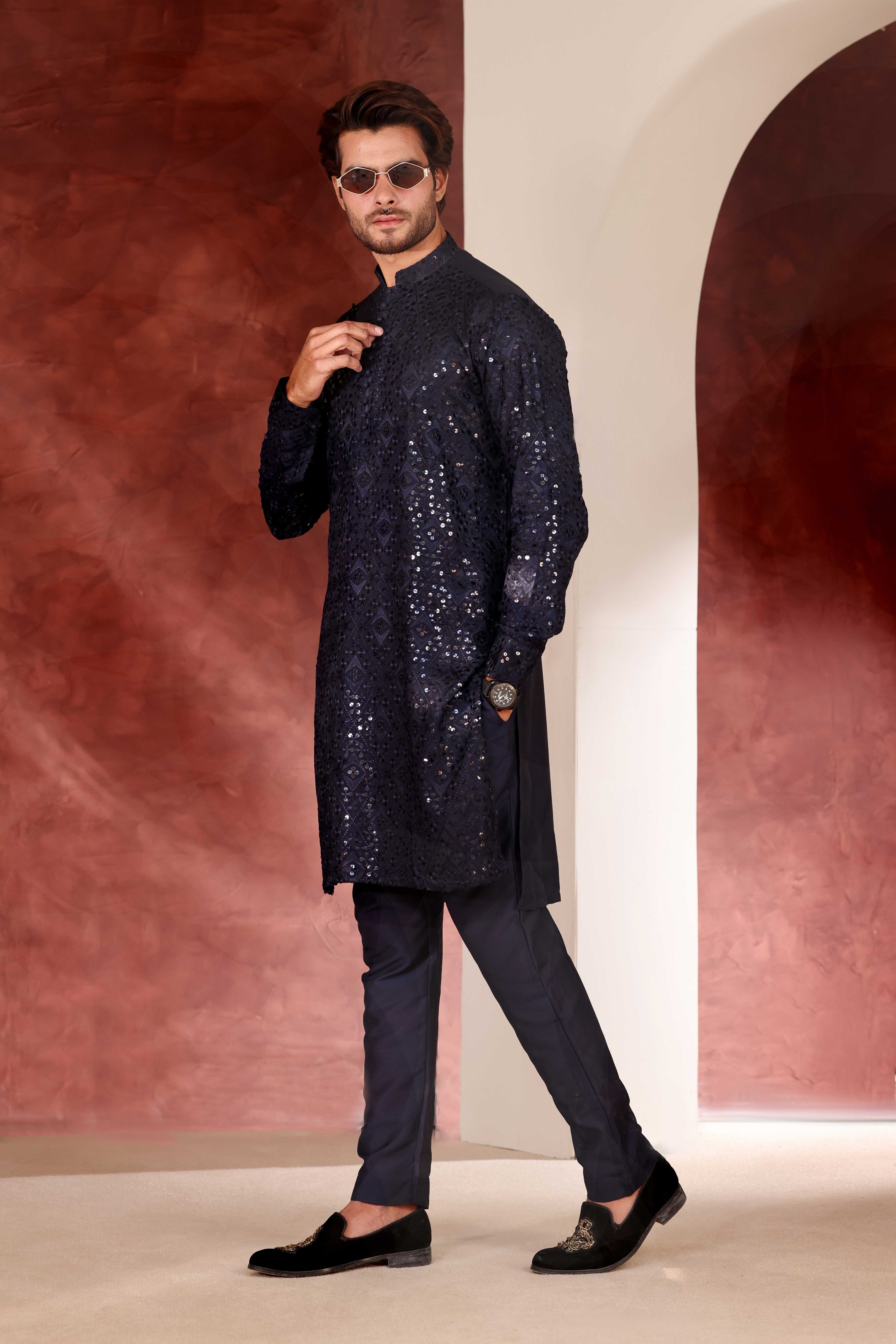 CK 773 Ink Blue Chikankari Kurta