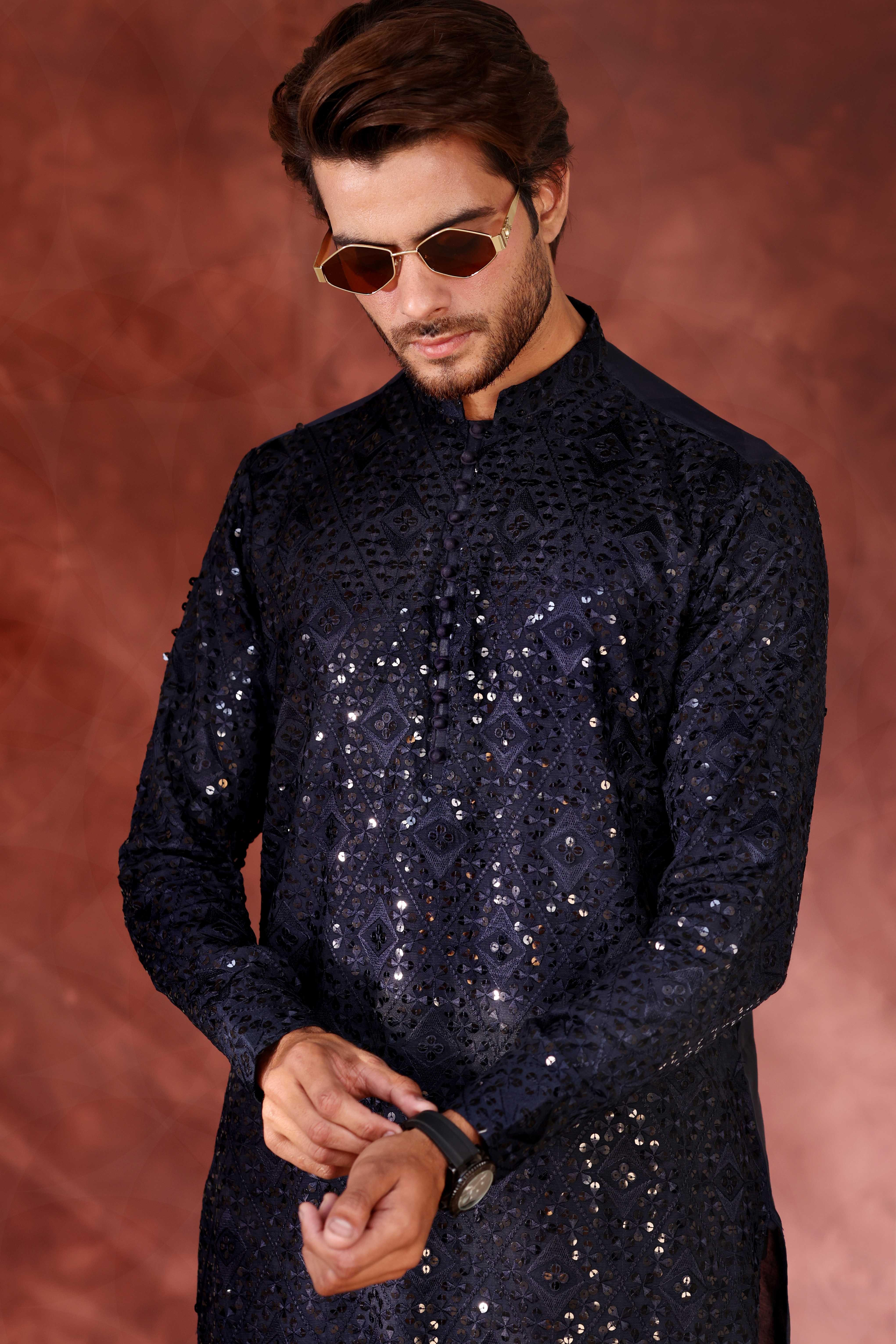 CK 773 Ink Blue Chikankari Kurta