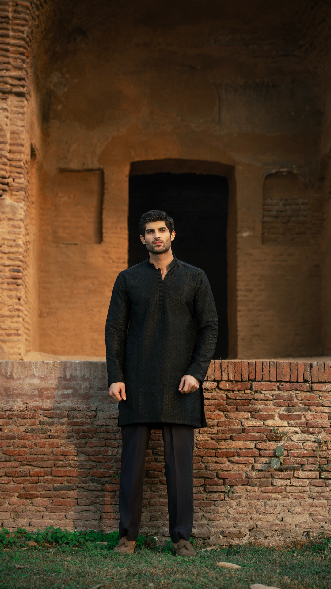 CK 742 Black Needlework Men Kurta