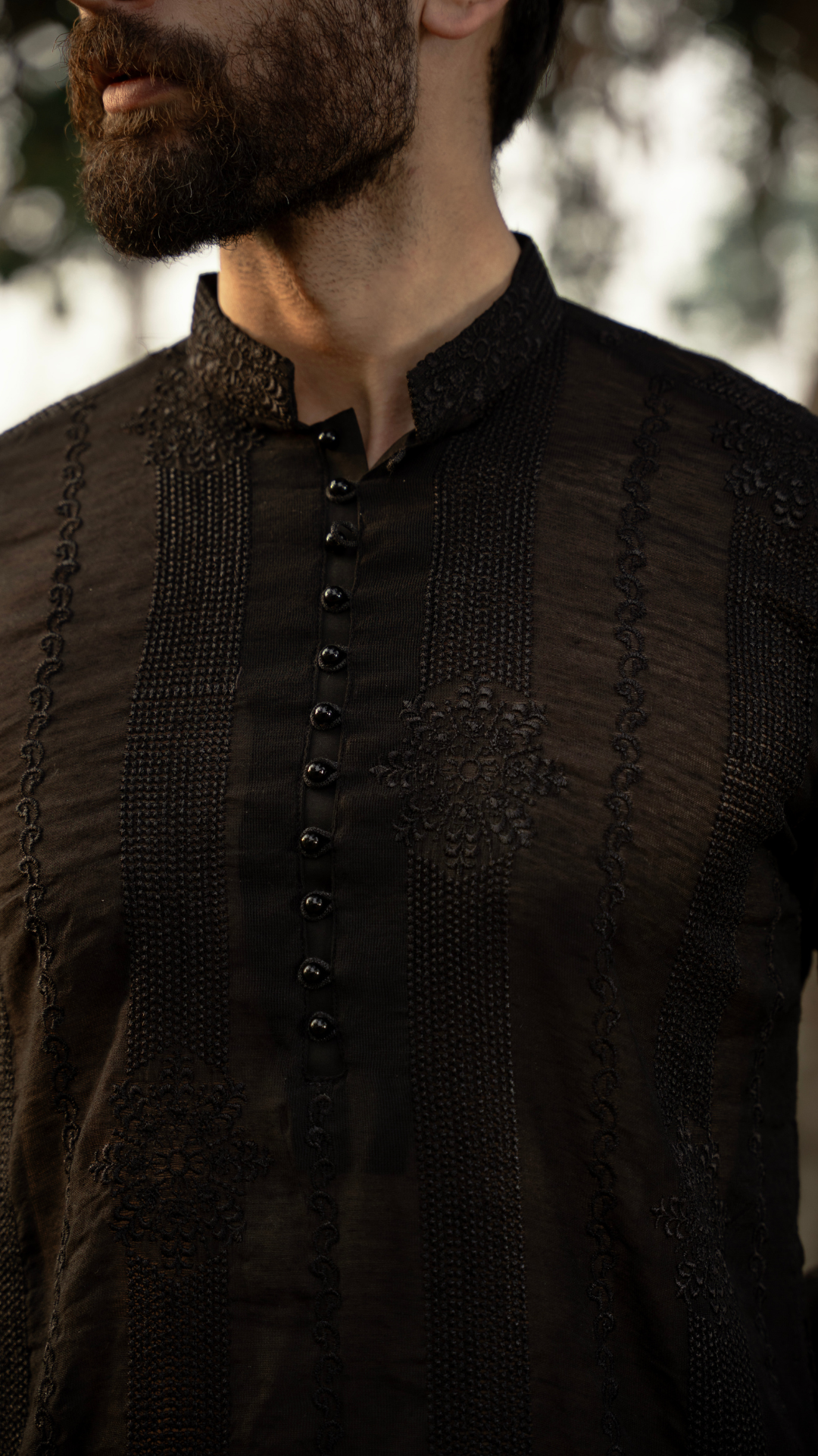 CK 739 Black Chikankari Kurta For Men