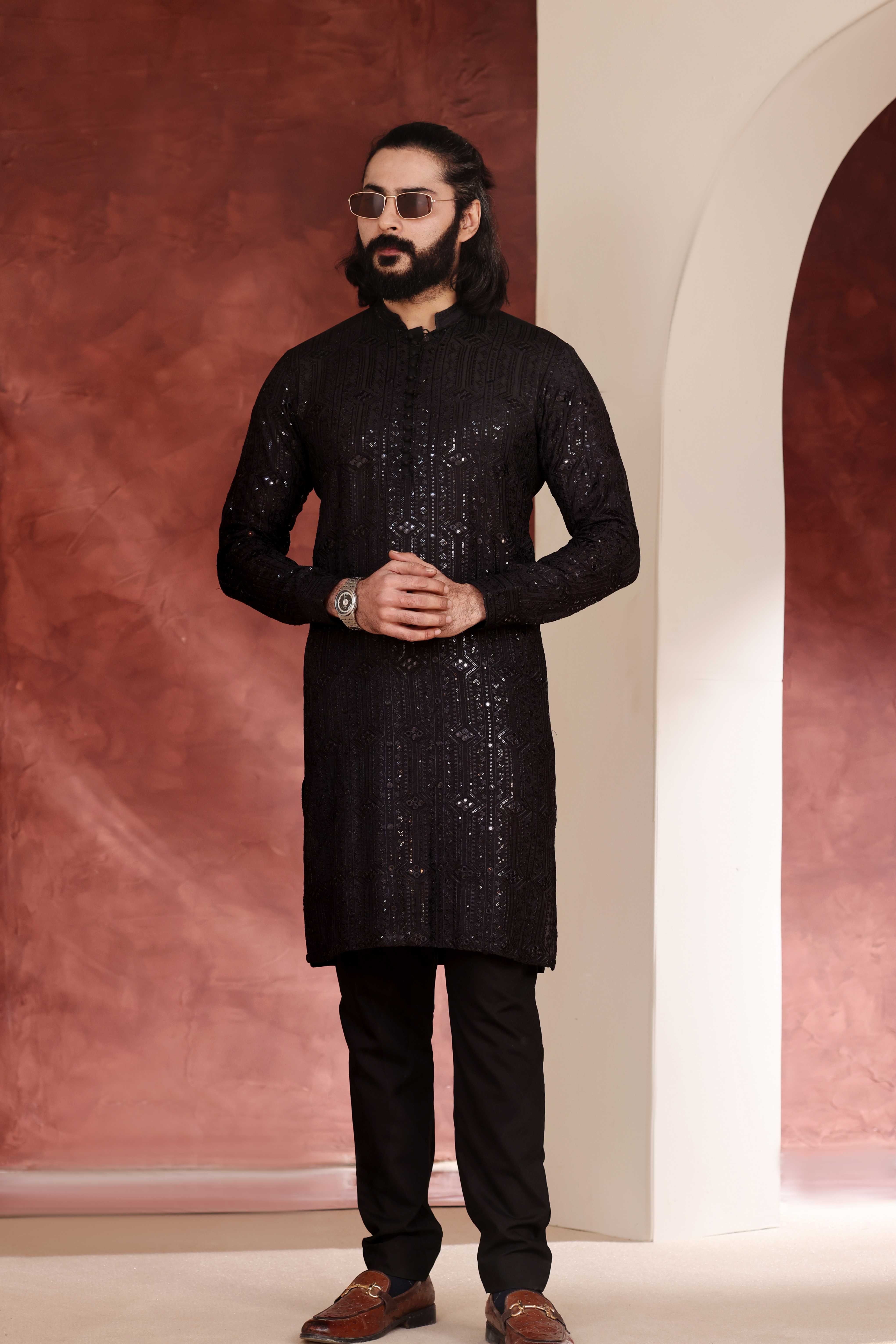 CK 775 Black Chikankari Kurta