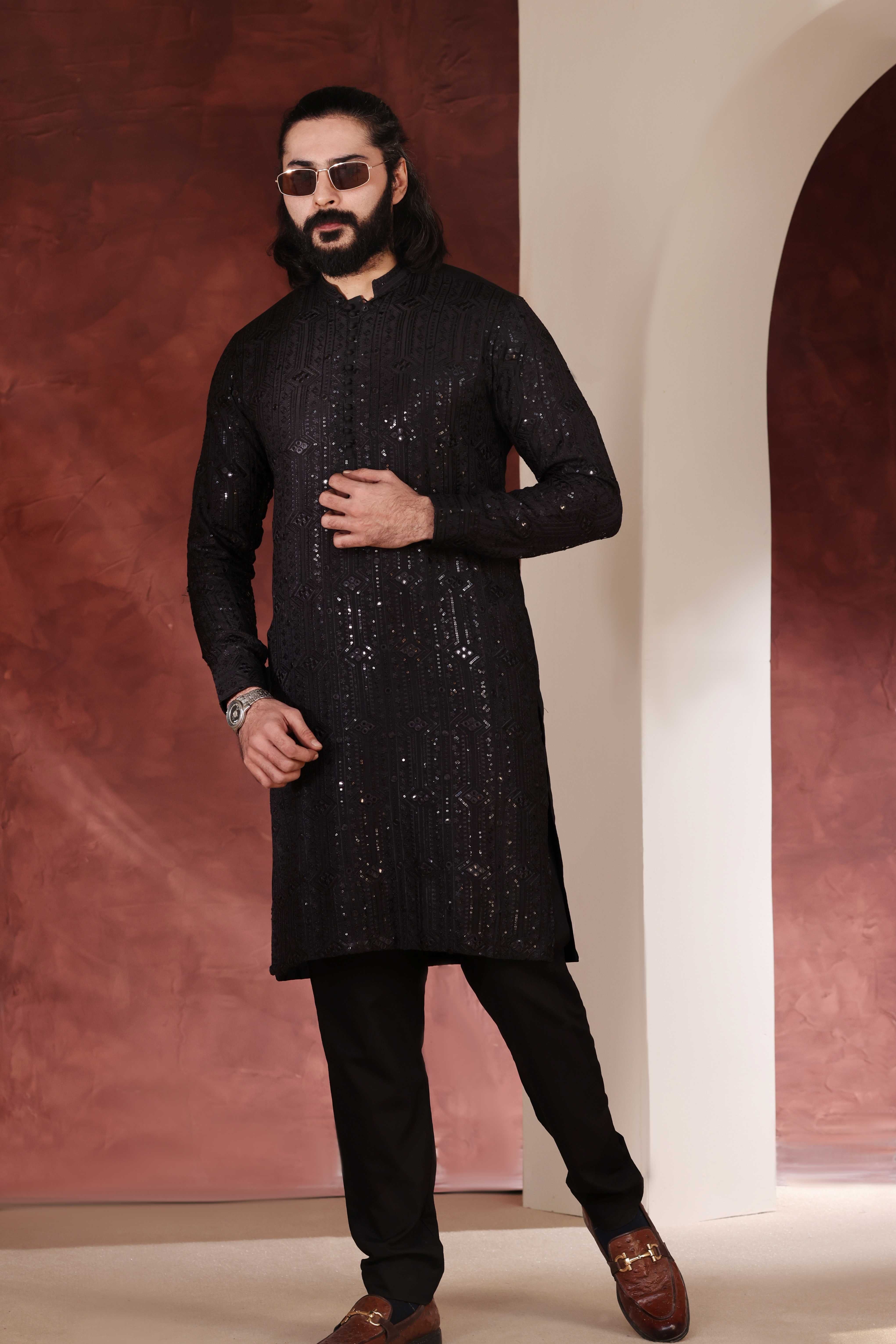 CK 775 Black Chikankari Kurta