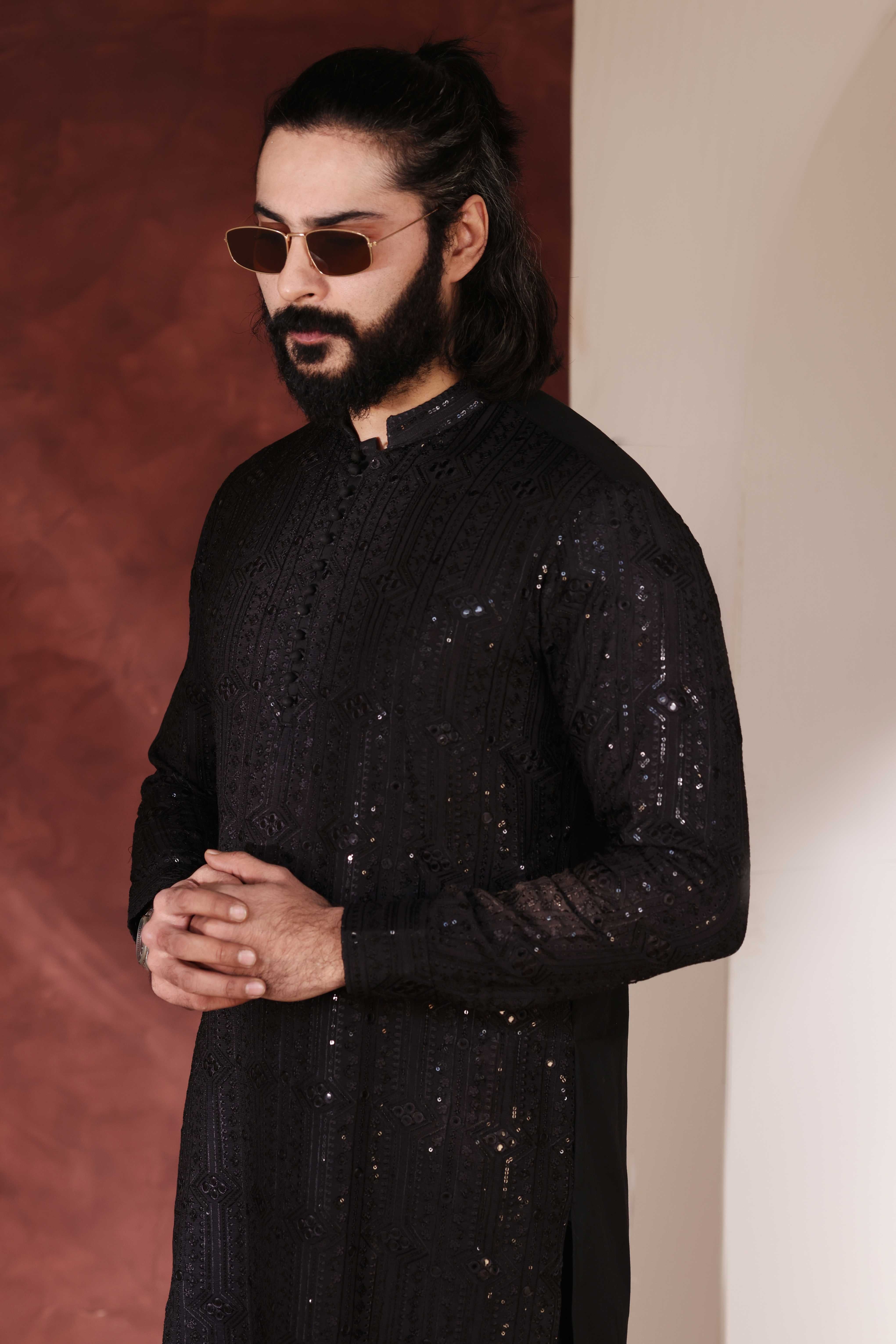 CK 775 Black Chikankari Kurta