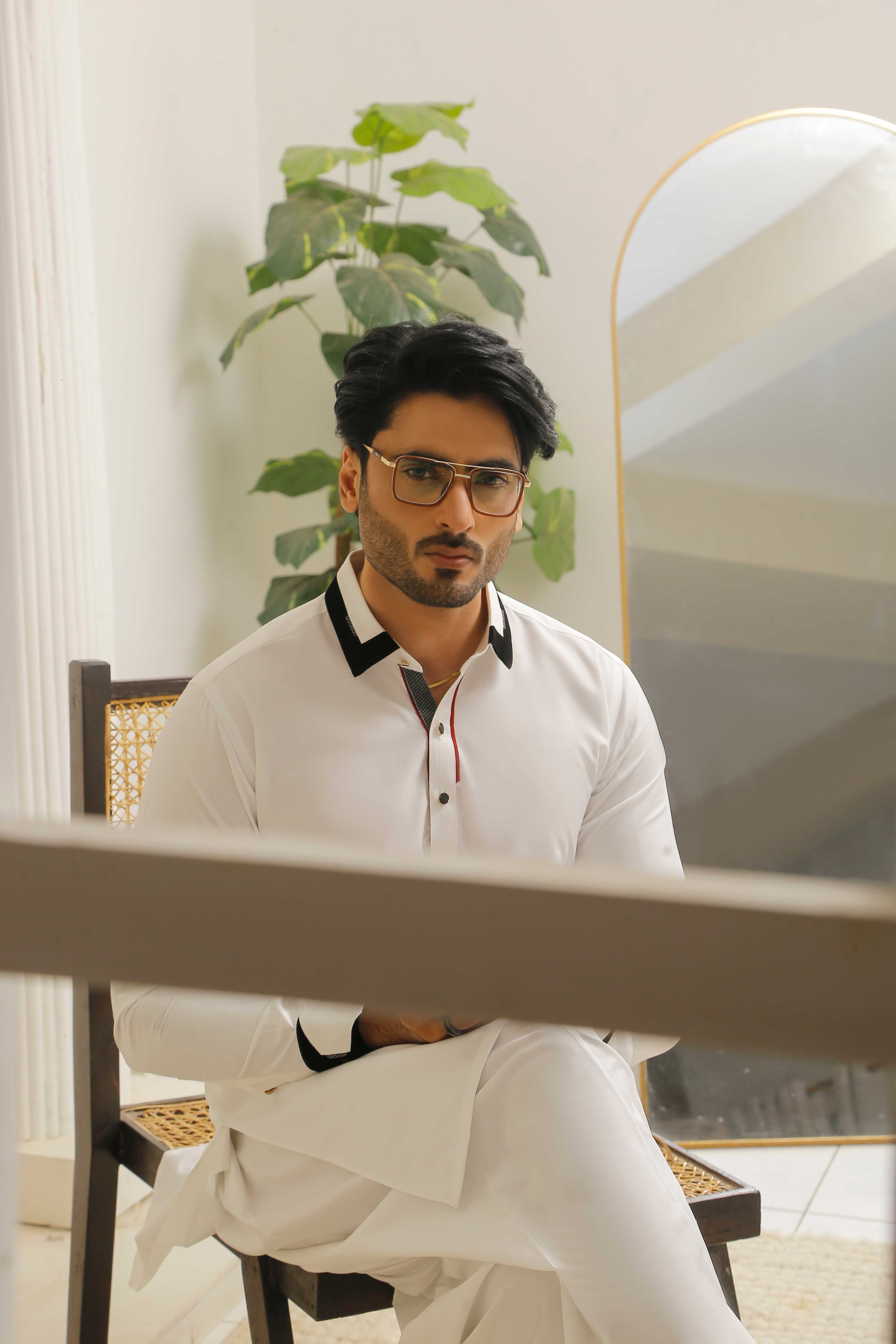 ER 802 Shining White Executive Shalwar Kameez