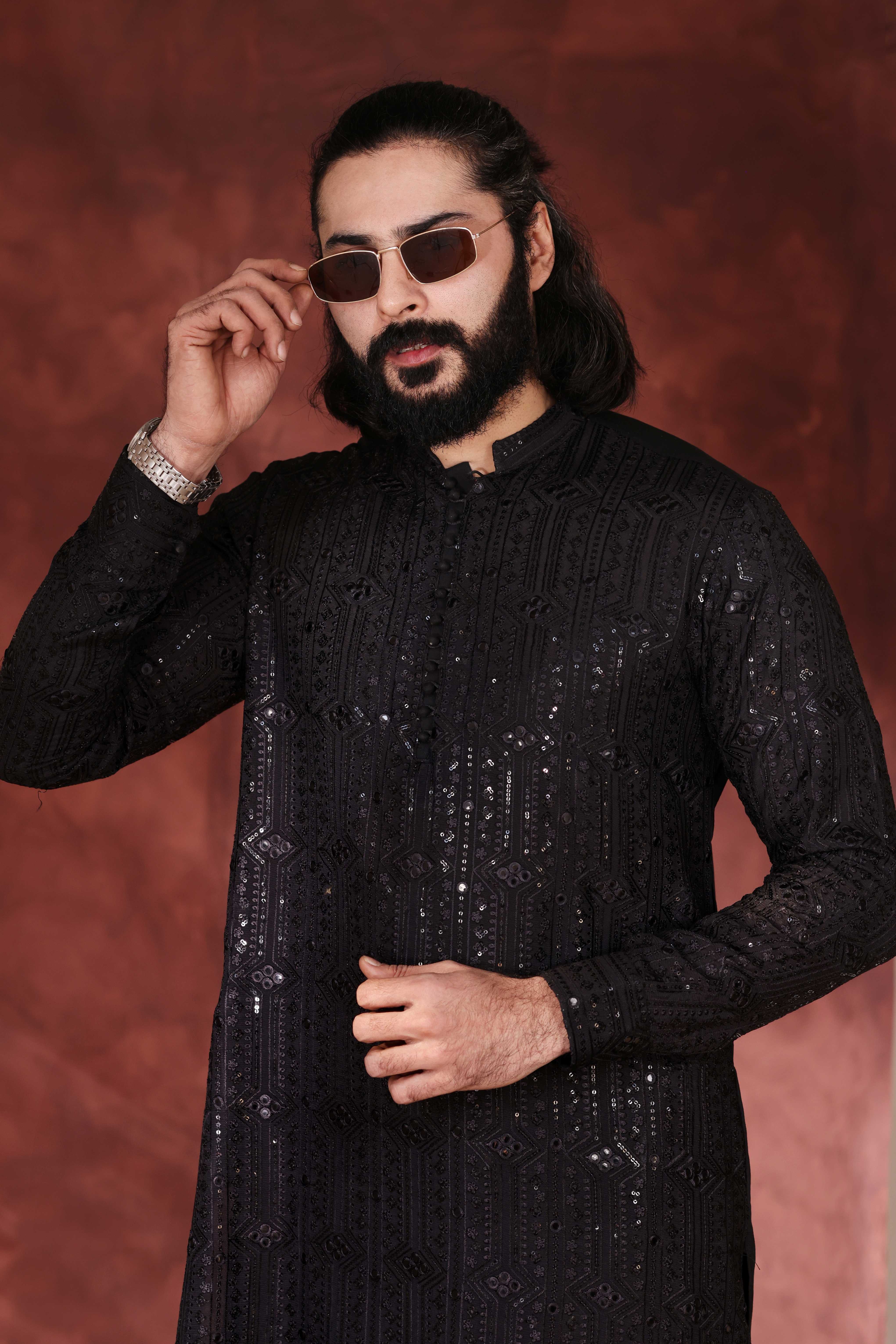 CK 775 Black Chikankari Kurta