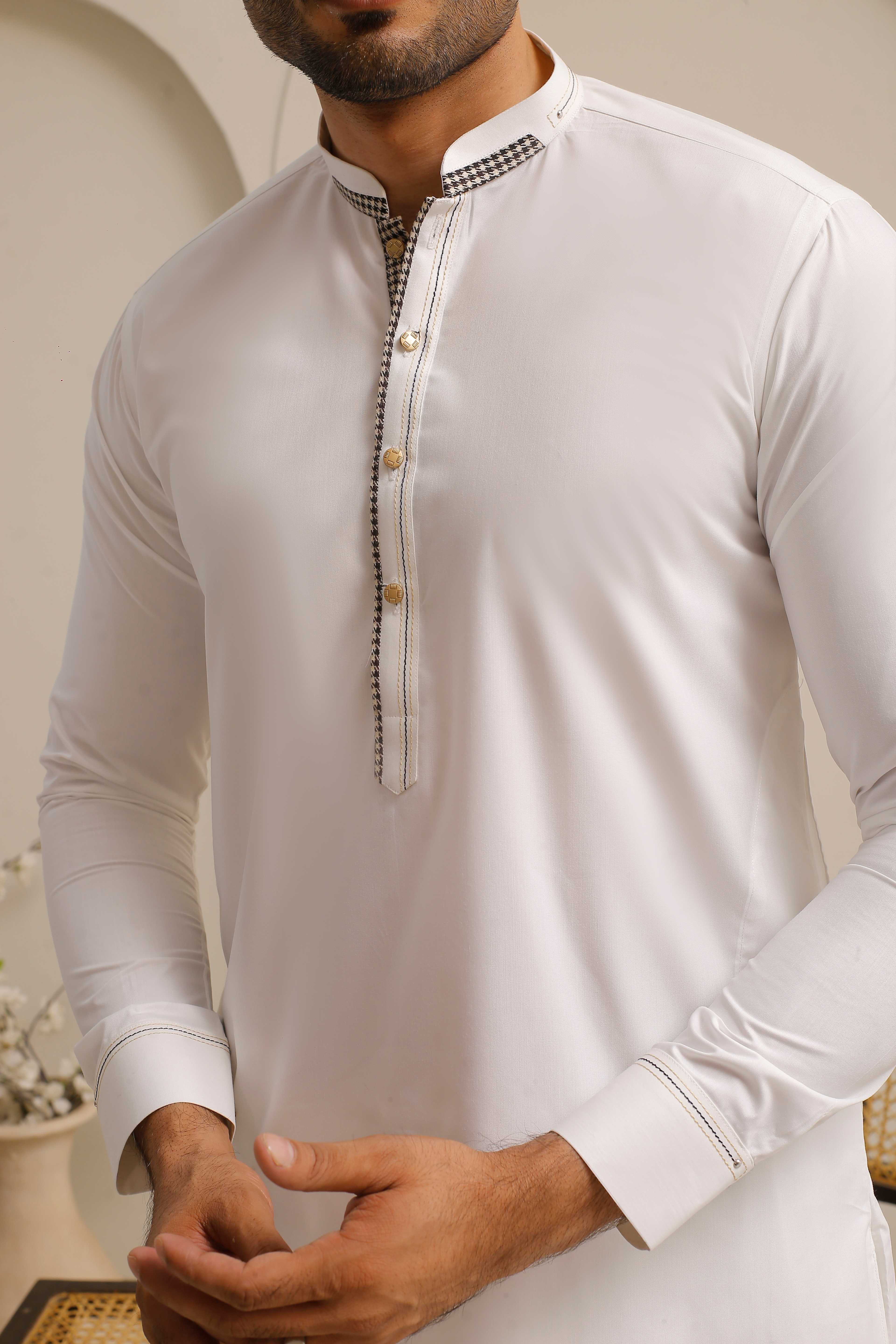 ER 803 Shining White Executive Shalwar Kameez