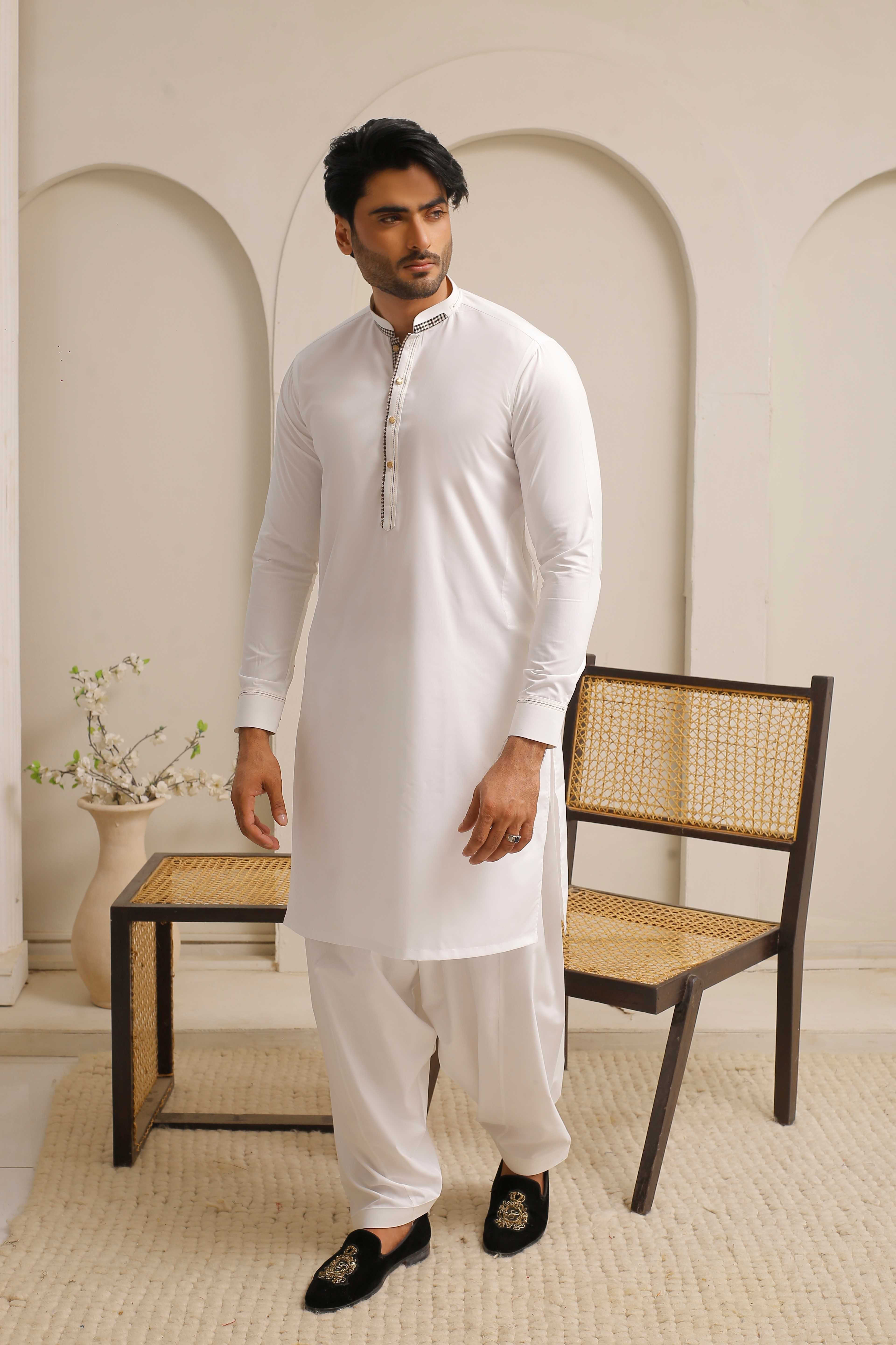 ER 803 Shining White Executive Shalwar Kameez