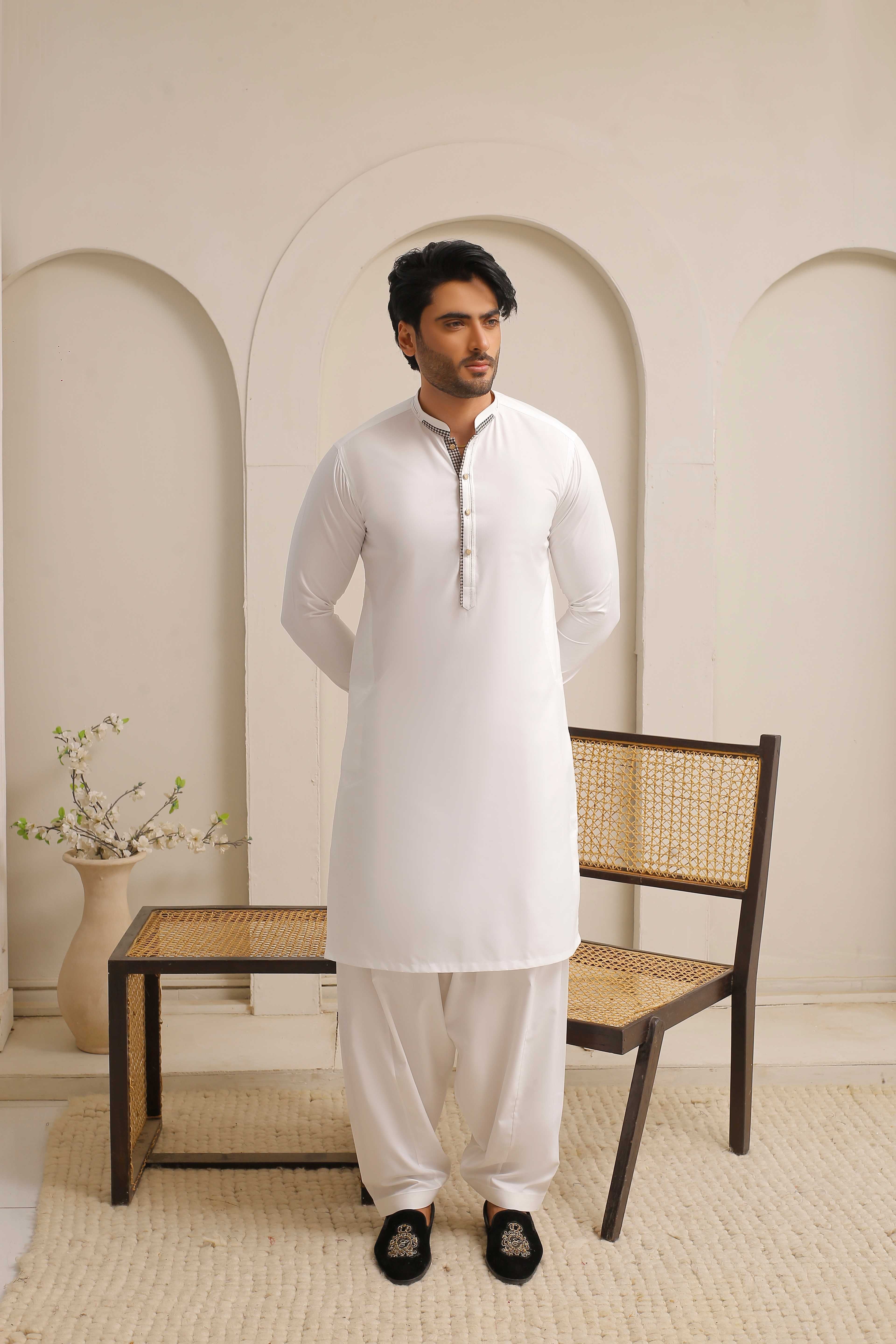 ER 803 Shining White Executive Shalwar Kameez