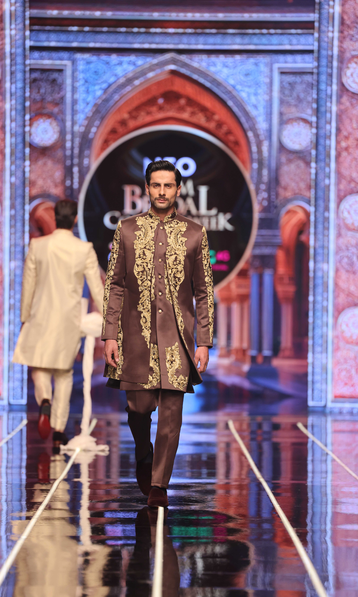 BCW 64 Brown Groom Sherwani With Long Inner Coat