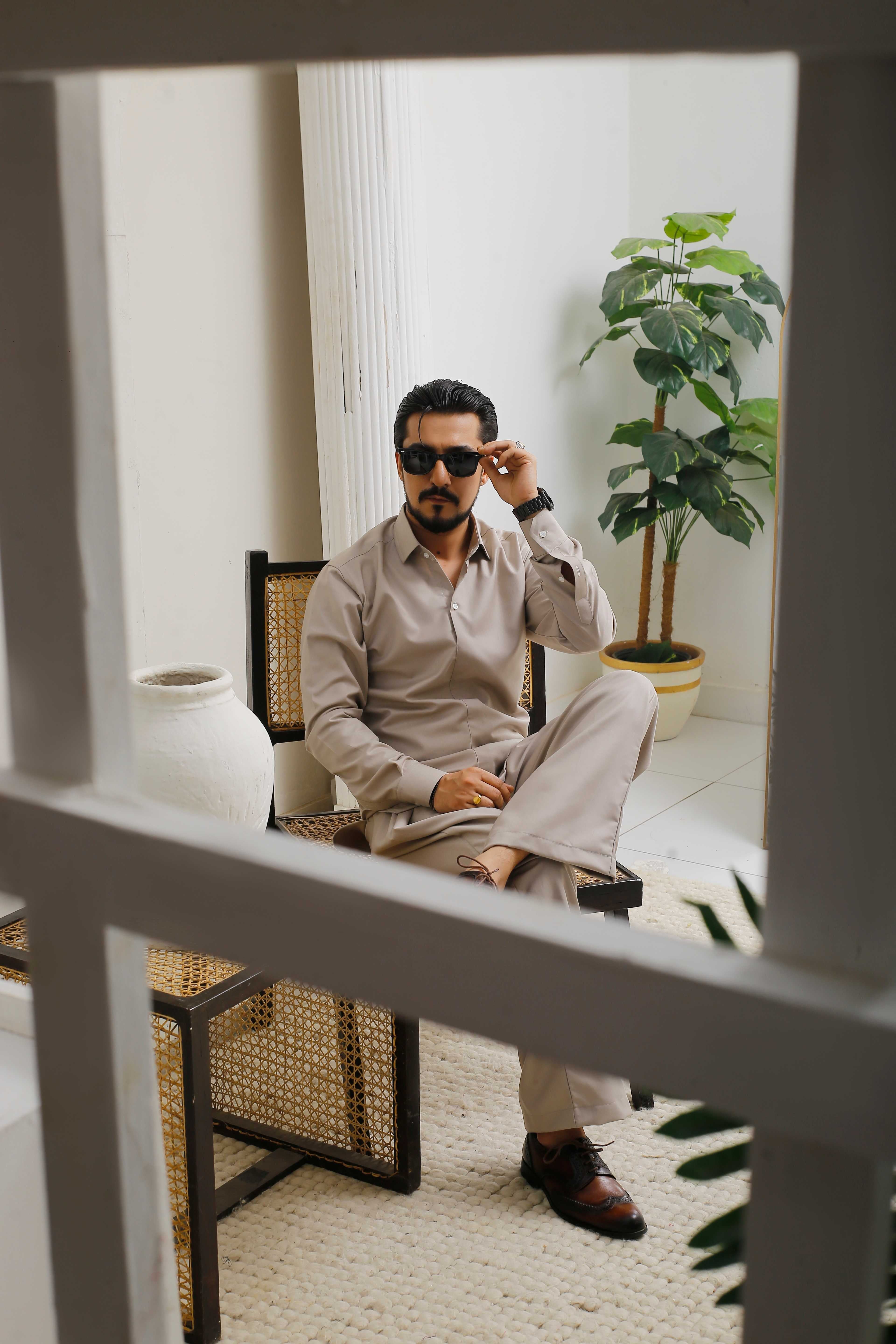 ER 804 Mid Beige Kurta Flap Cut Farshi