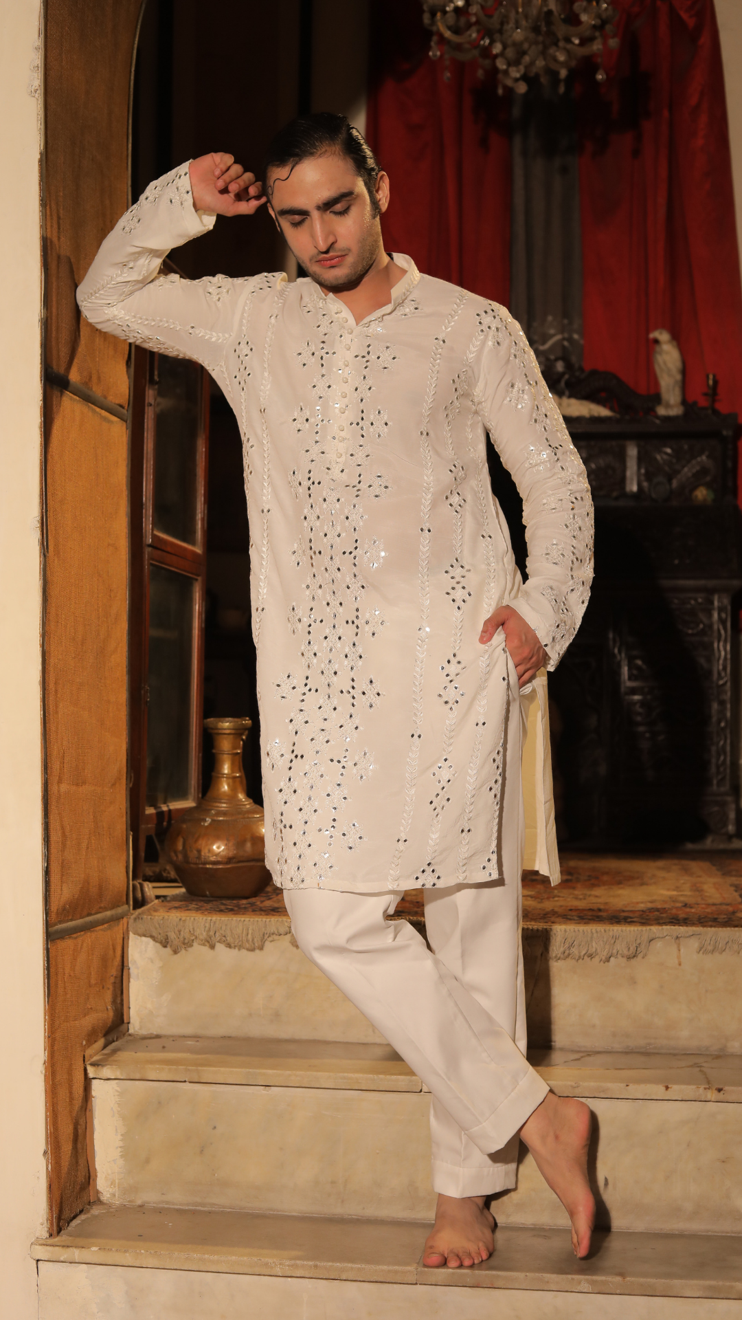 MR 86 White Premium Chanderi Kurta for Men