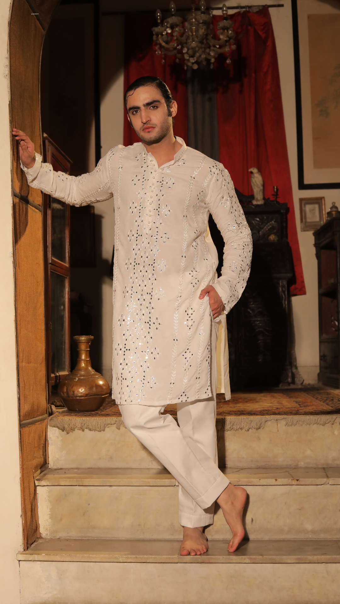 MR 86 White Premium Chanderi Kurta for Men