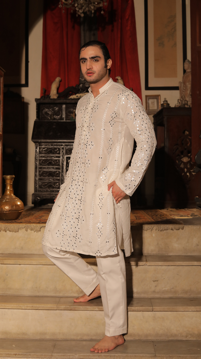 MR 86 White Premium Chanderi Kurta for Men