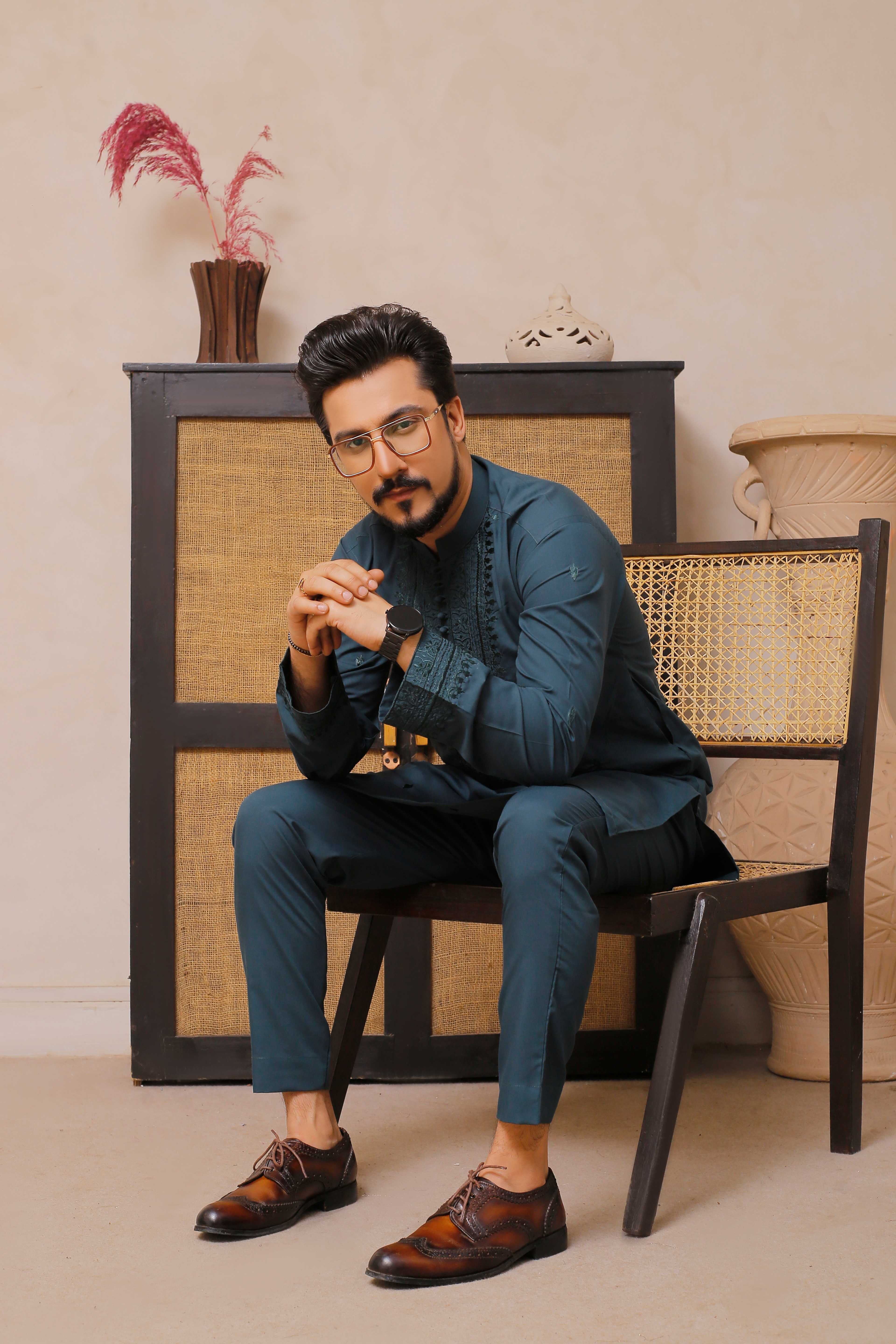 CK 500 Green Embroidered Executive Shalwar