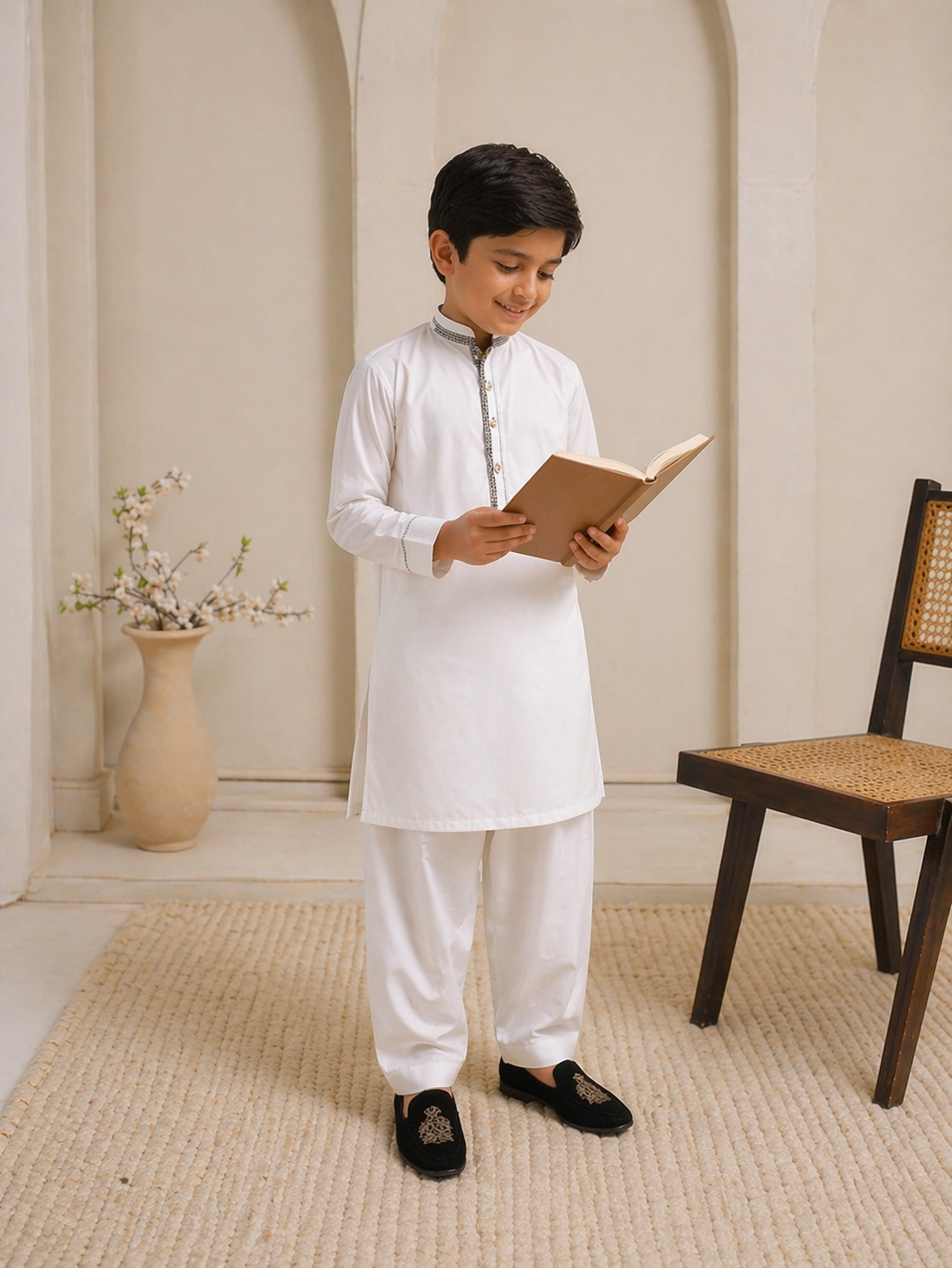 KD 705 White Shalwar Kameez For Kids