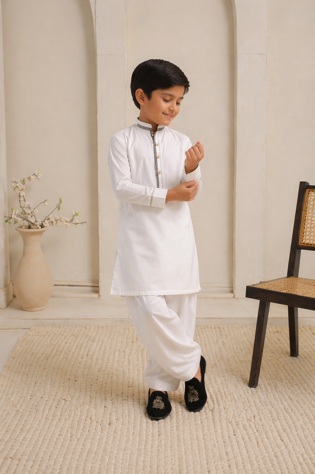 KD 705 White Shalwar Kameez For Kids