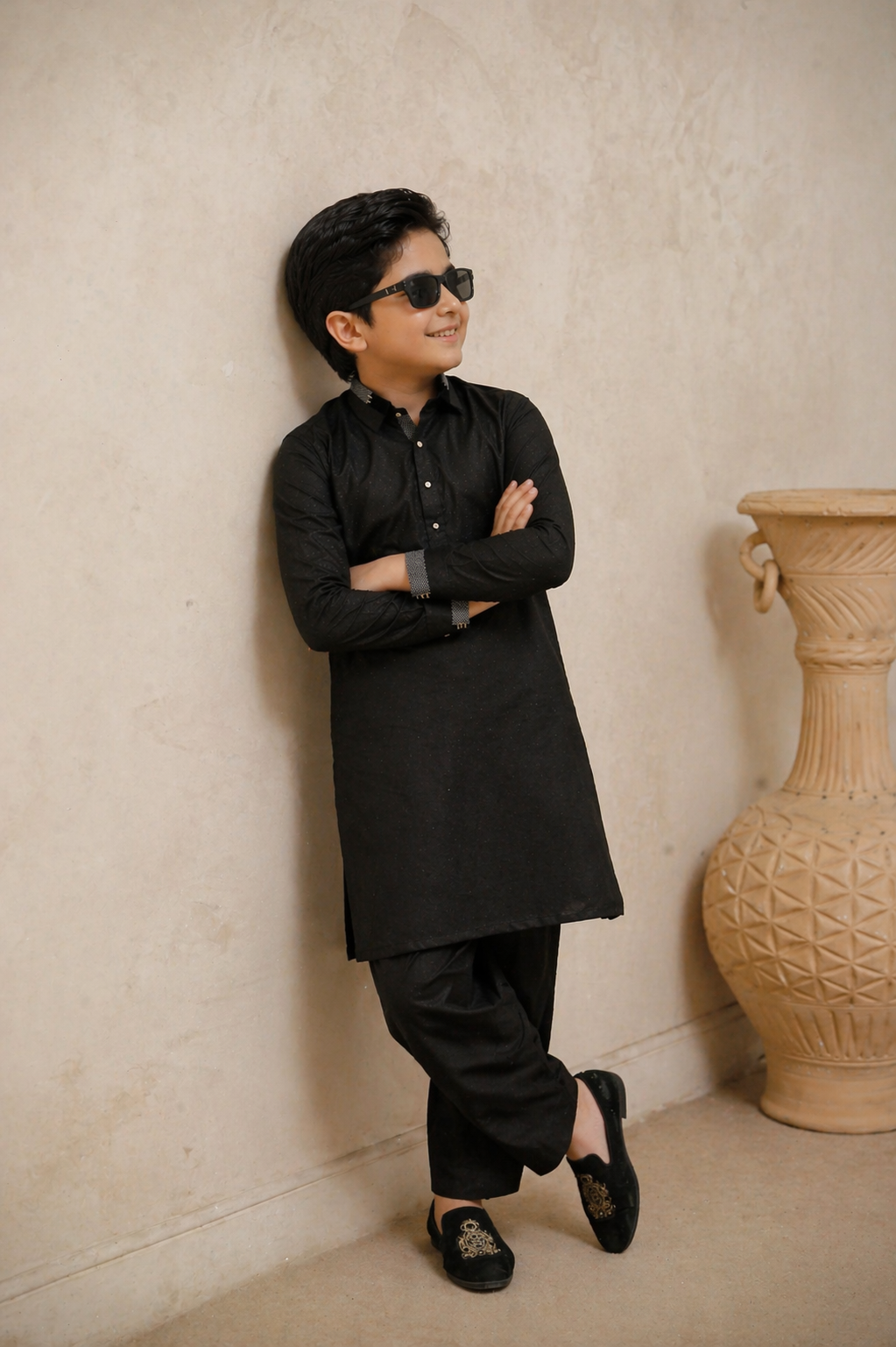 KD 706 Black Shalwar Kameez For Kids