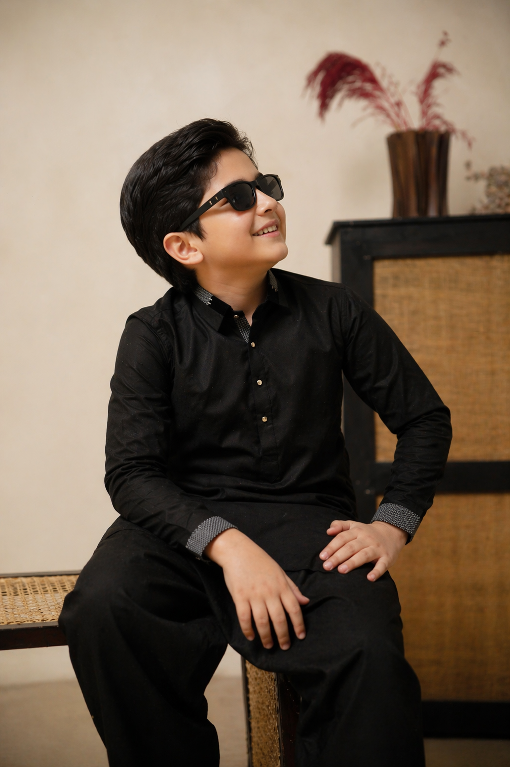 KD 706 Black Shalwar Kameez For Kids