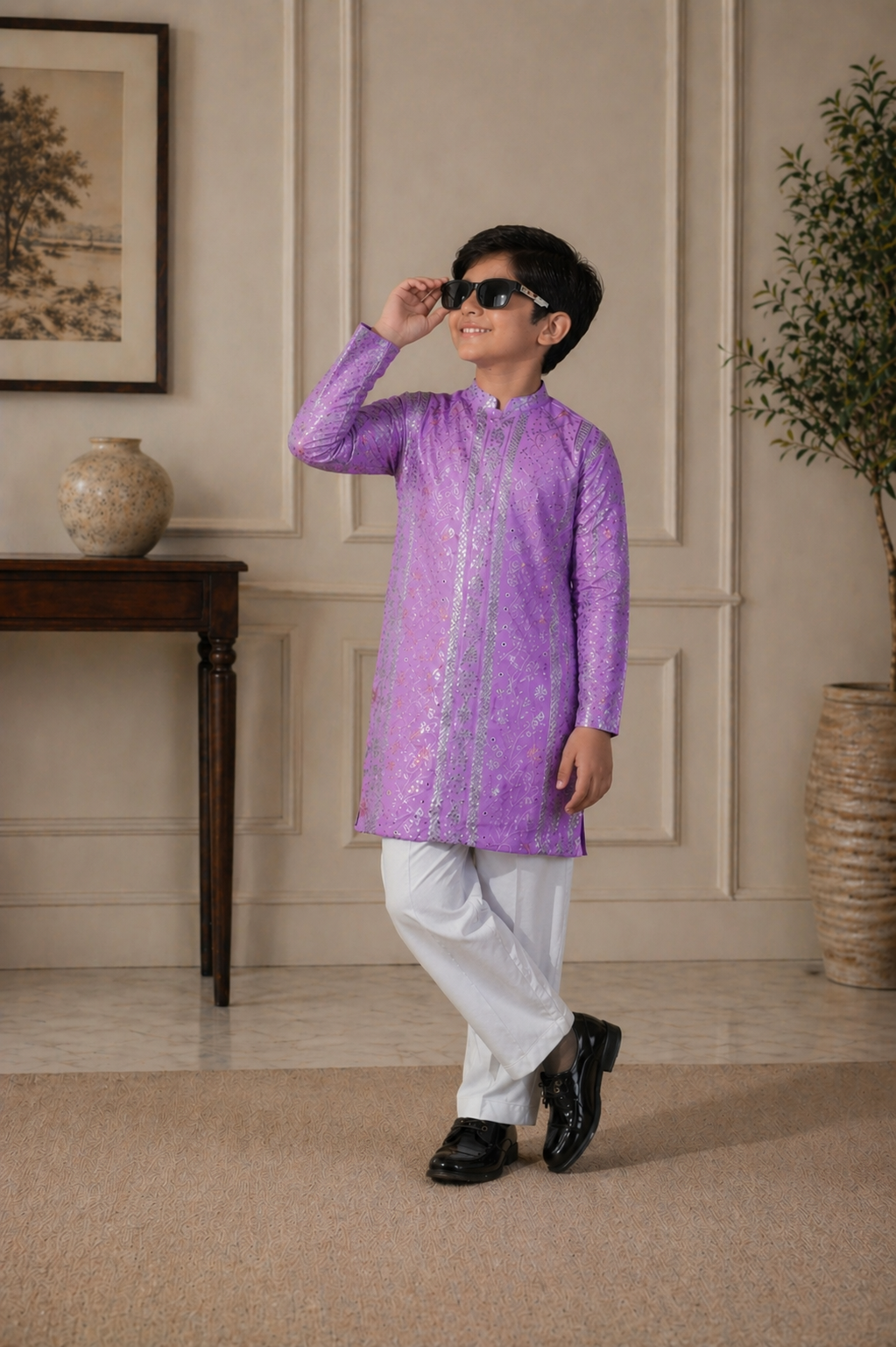 Father son purple kurta traditional outfit