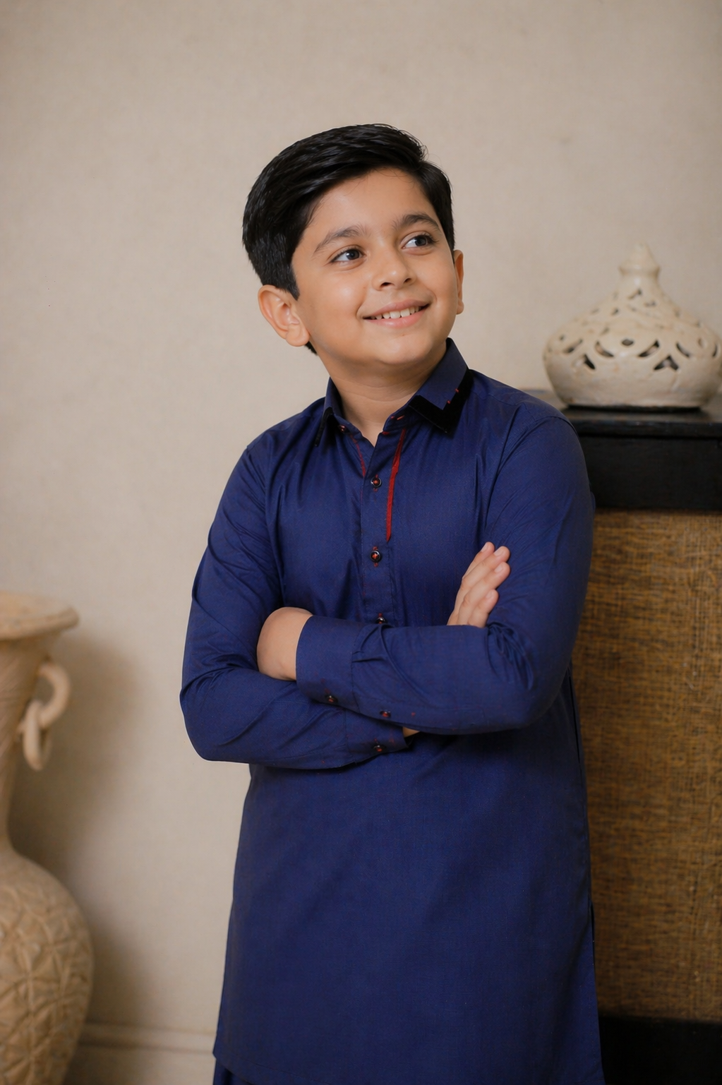Father son royal blue traditional dress Pakistan