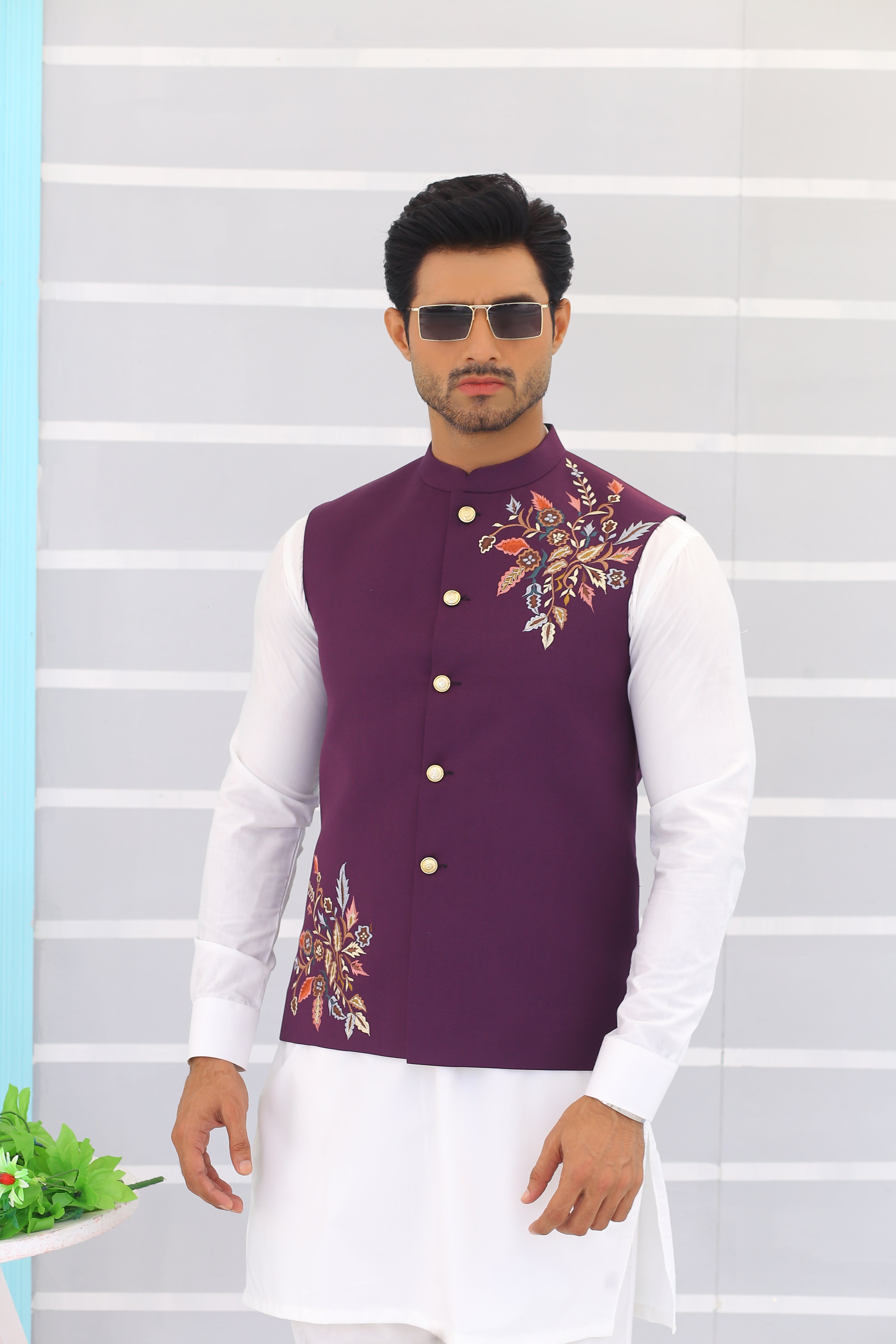 ER WC 1063 Lavender Embroidery Waistcoat