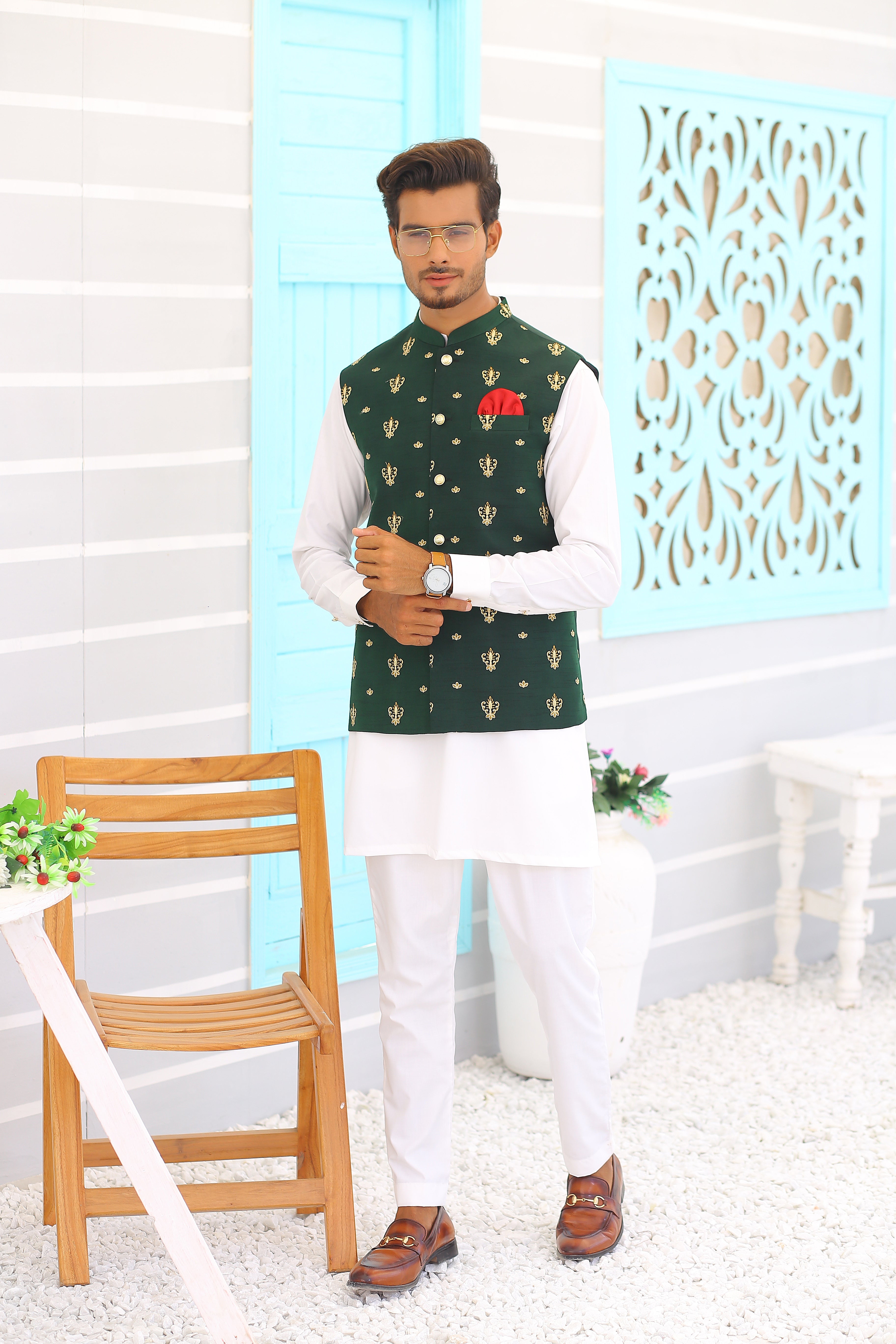 ER WC 1066 Green Waist Coat For Man Wedding