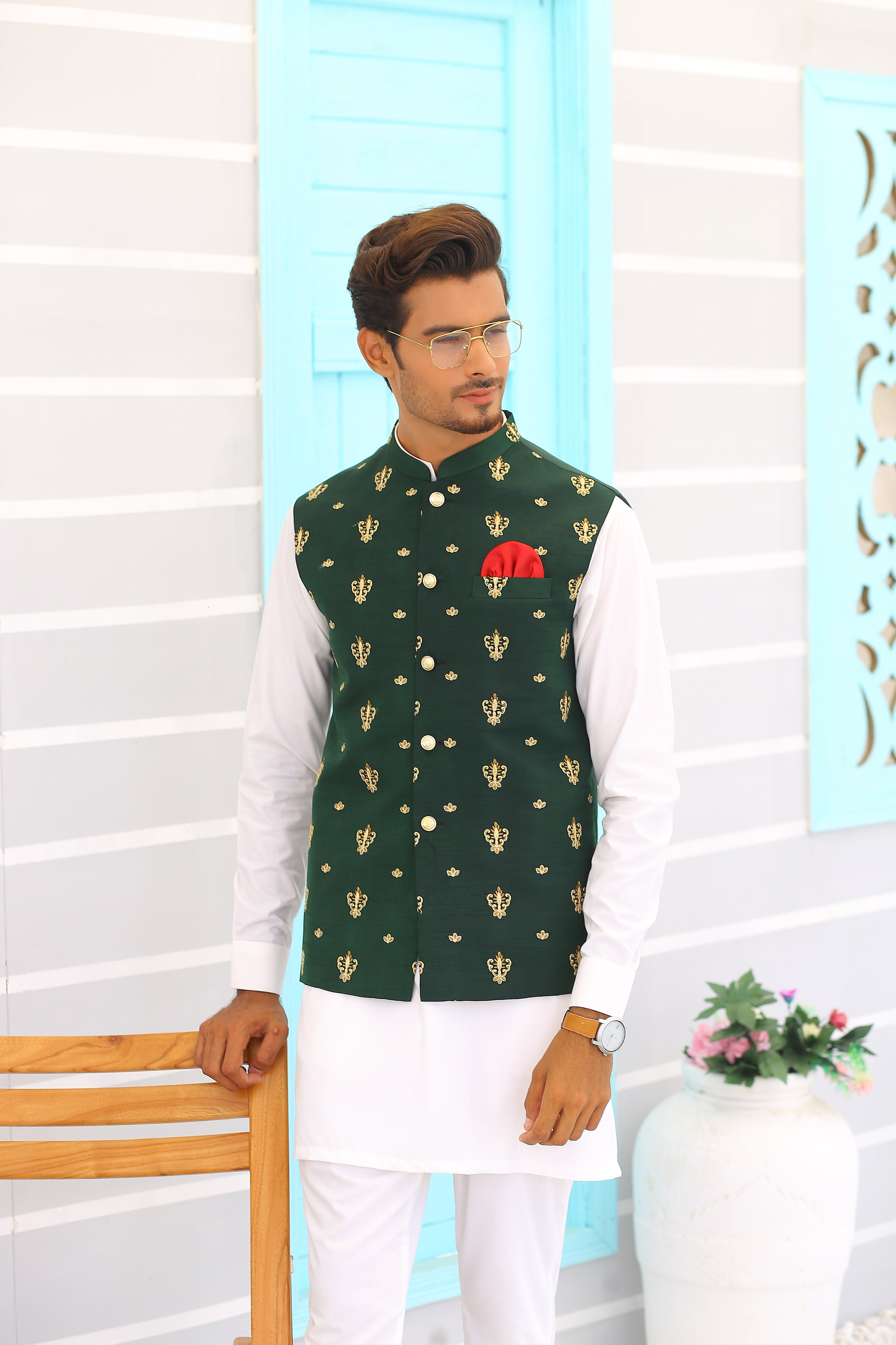 ER WC 1066 Green Waist Coat For Man Wedding