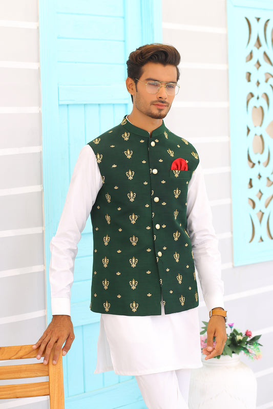 ER WC 1066 Green Waist Coat For Man Wedding