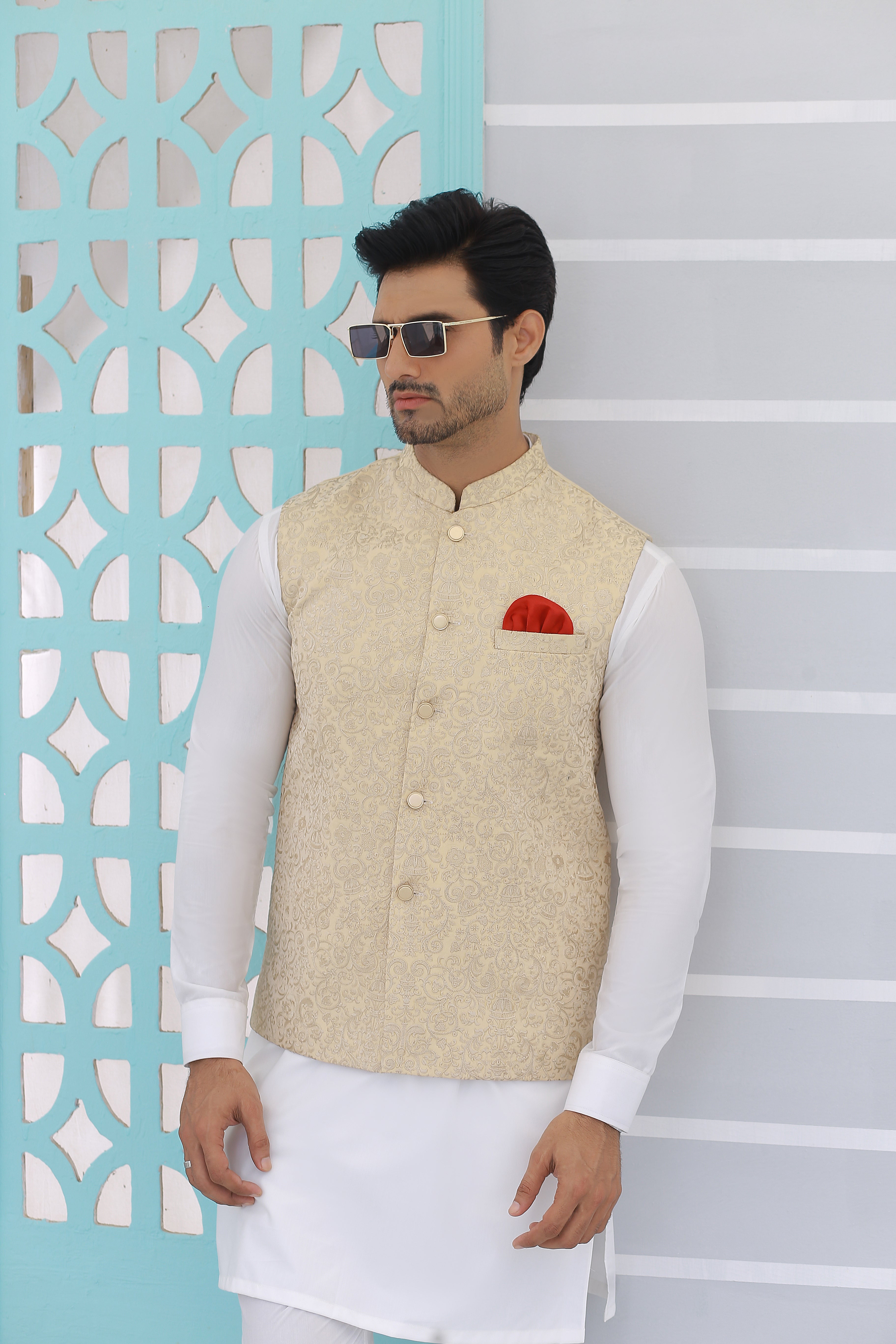 ER WC 2002 Beige Embroidered Waistcoat