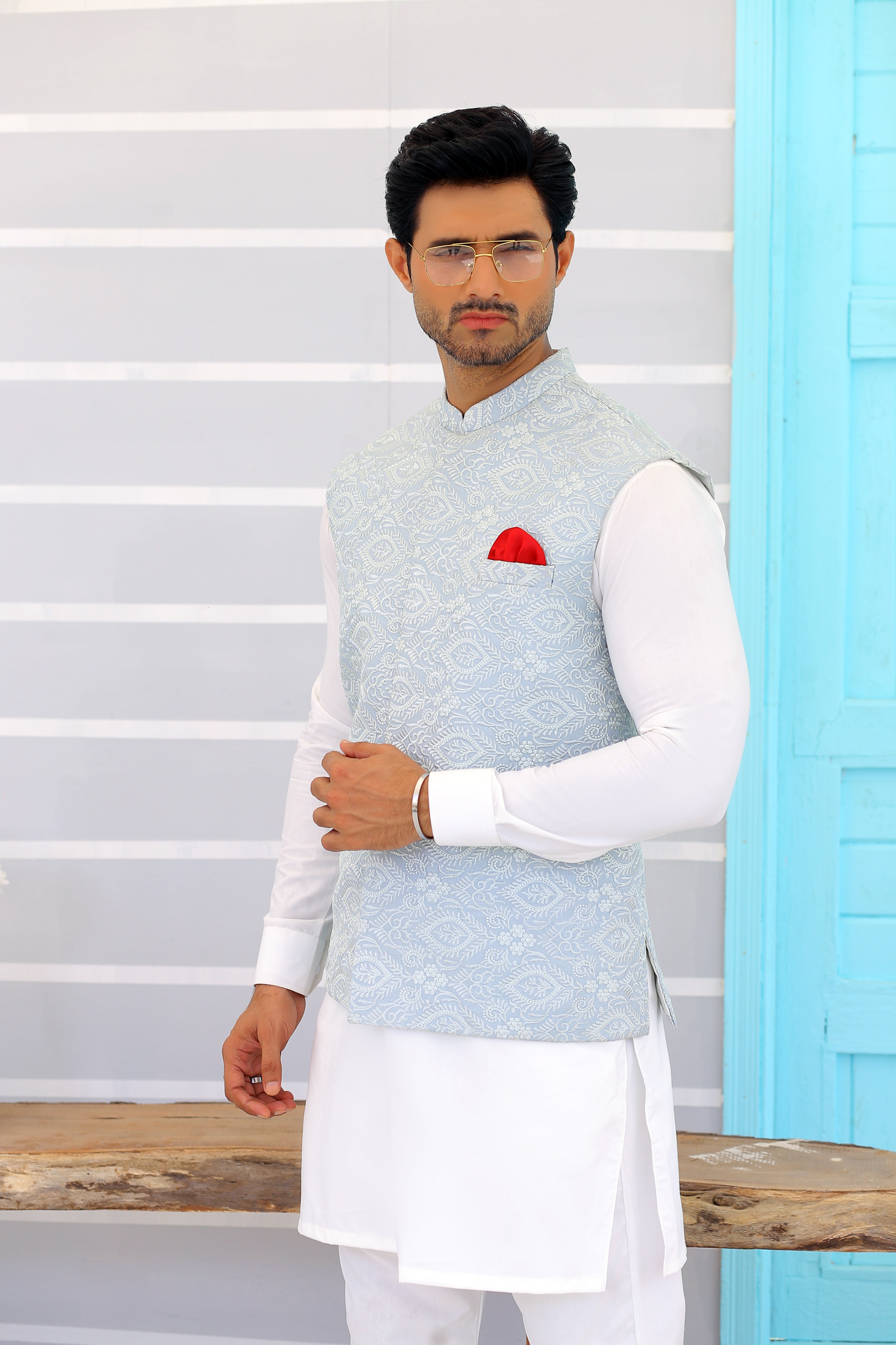 ER WC 1090 Men's Sky Blue Waist Coat