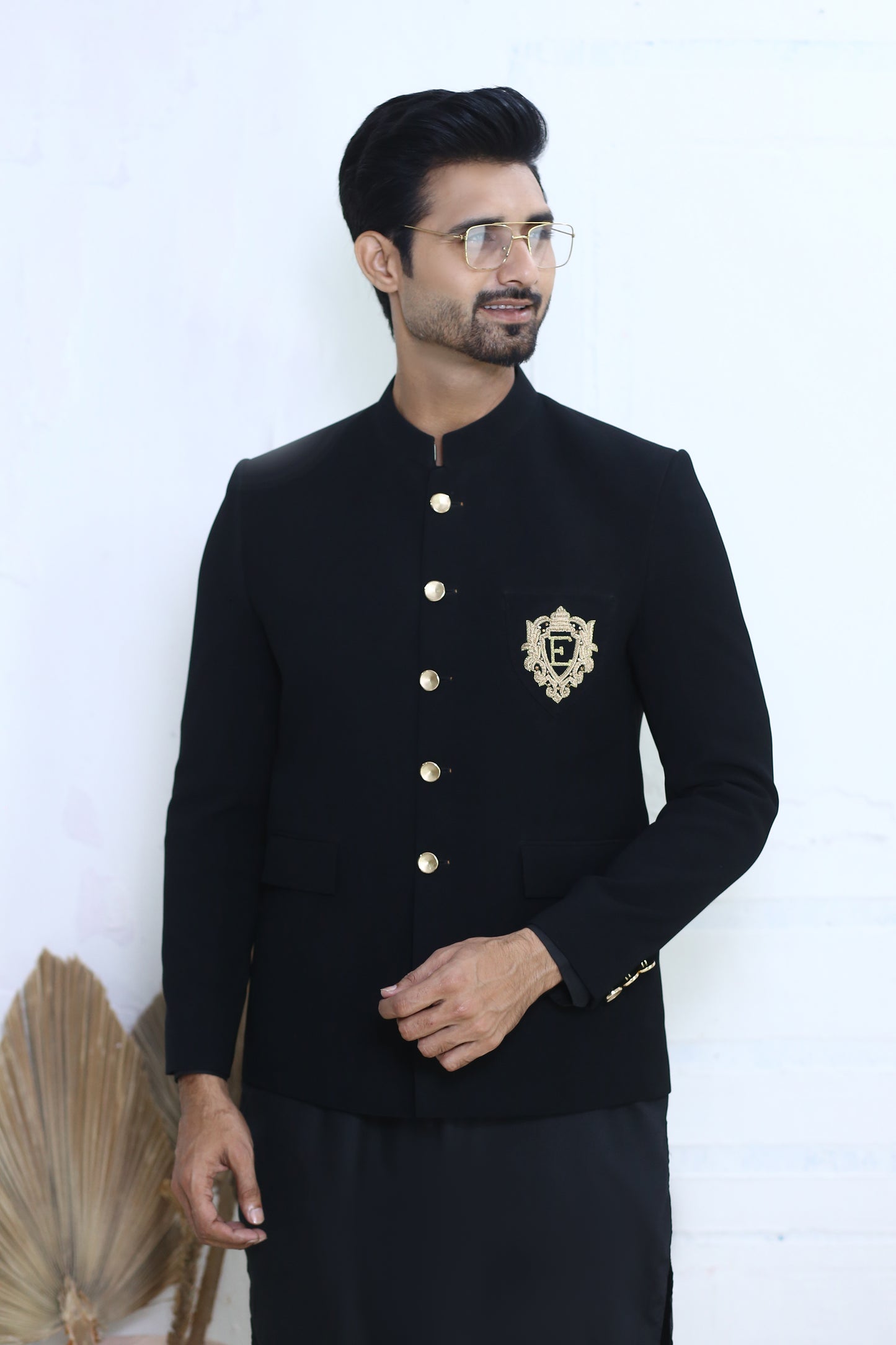 ER PC 3001 Jet Black Prince Coat For Men's