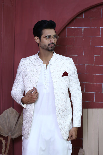 ER PC 3004 White Nikkah Prince Coat For Men