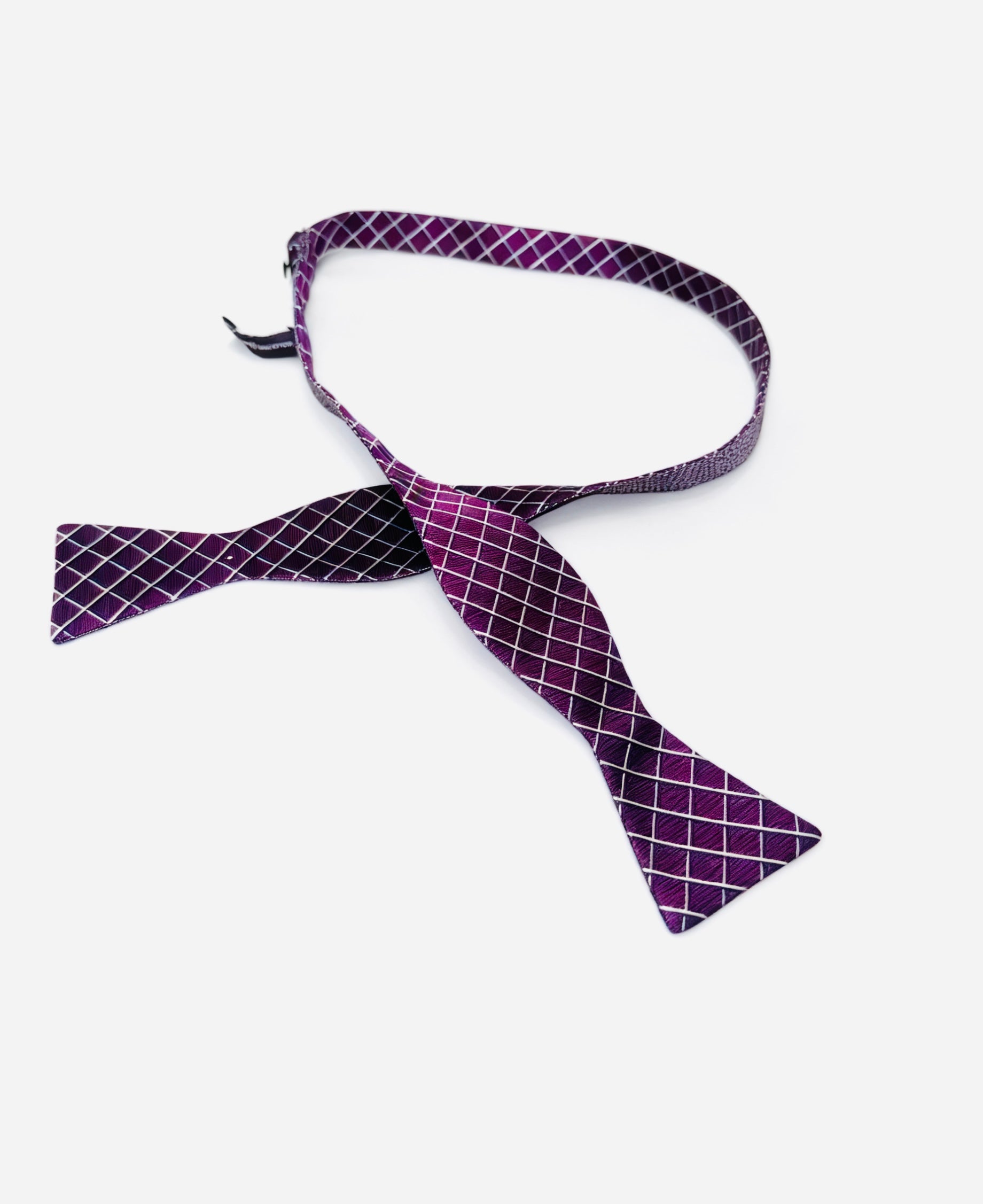 Purple checkered bow tie 
