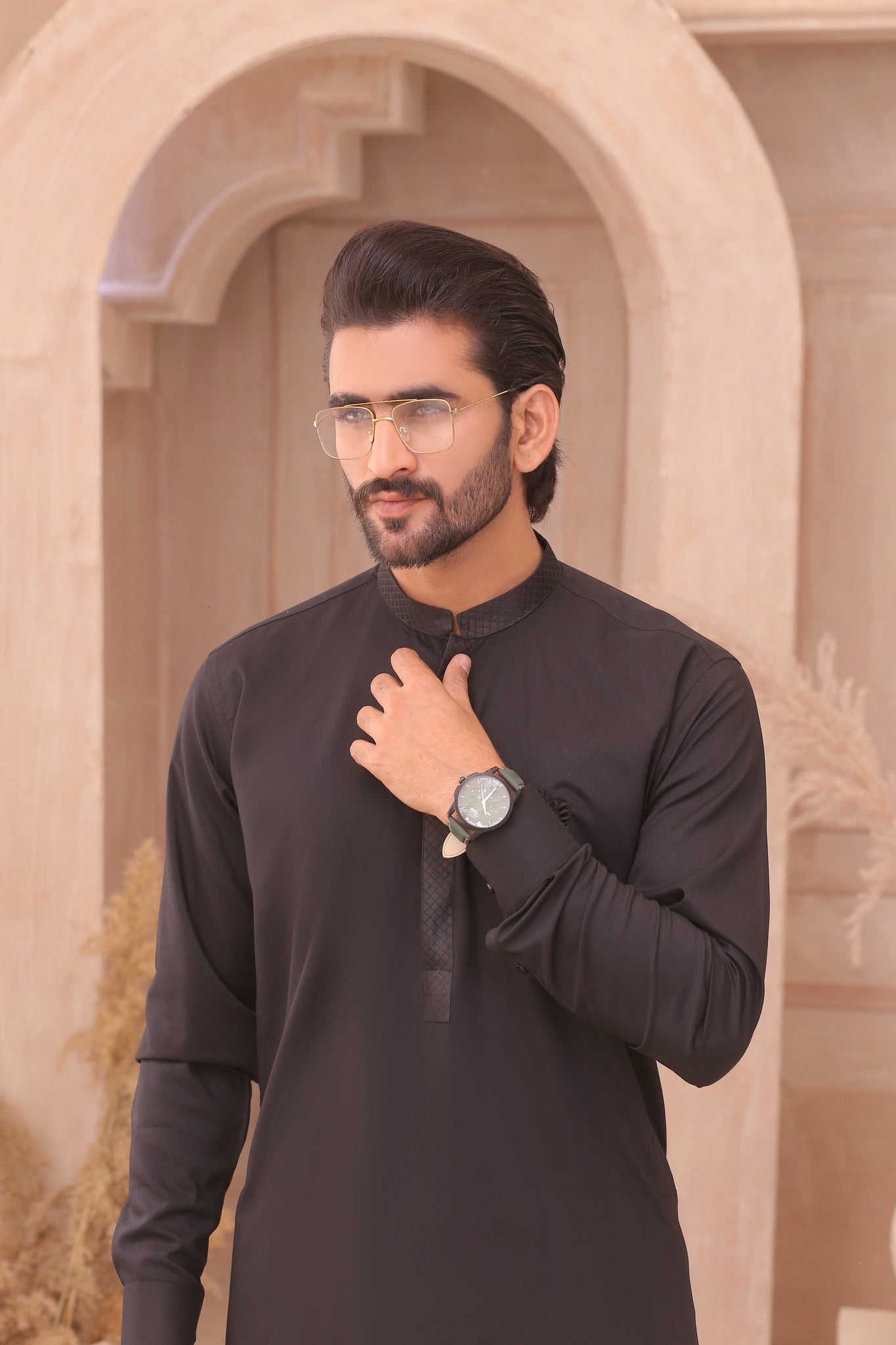 ER 706 Black Gents Pajama Kurta