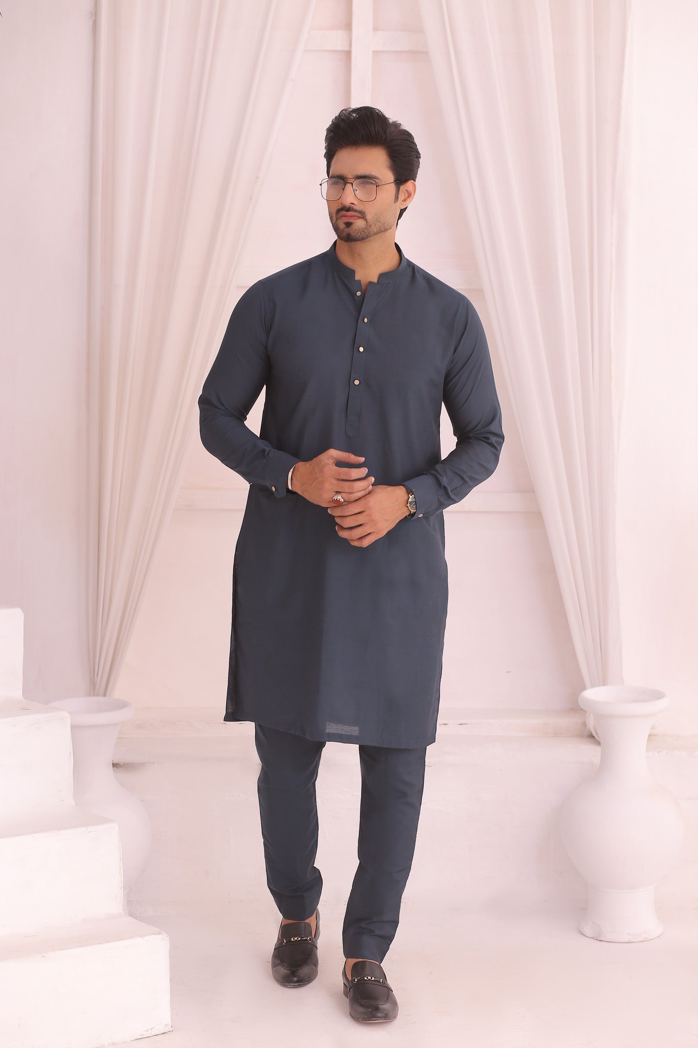 ER 705 Blue Kurta Pajama Mens Wear