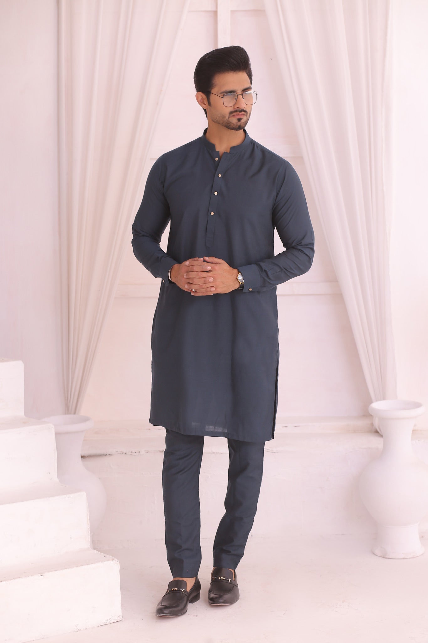 ER 705 Blue Kurta Pajama Mens Wear