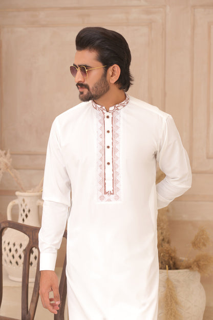 ER 702 White Shalwar Kameez For Mens