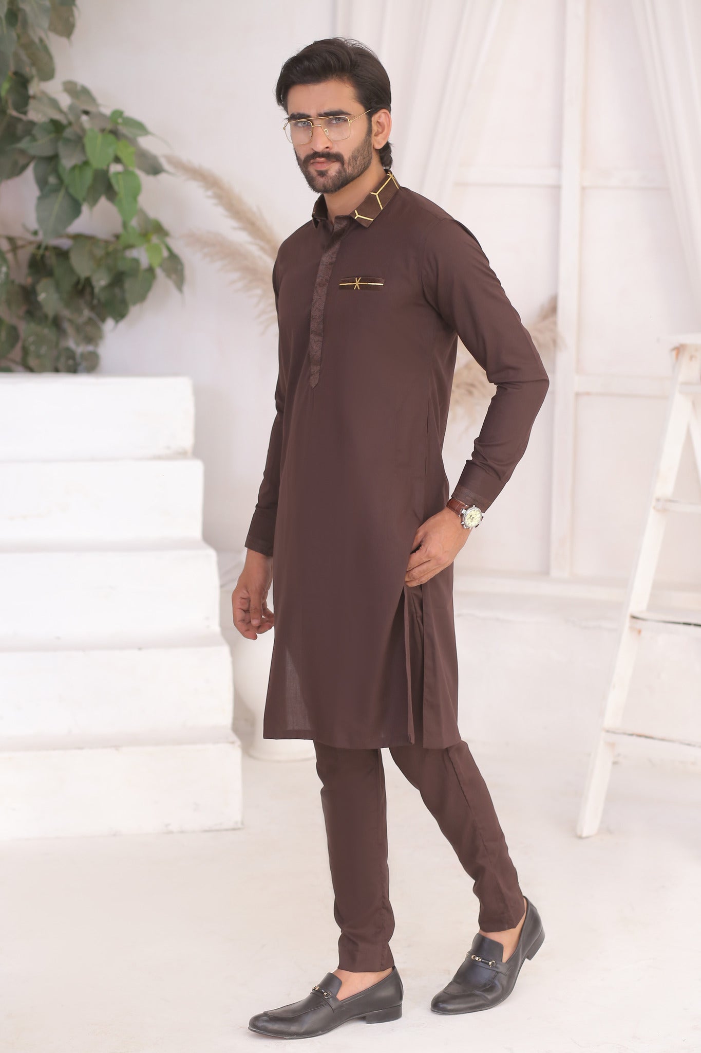 ER 696 Brown Dress Kurta Pajama