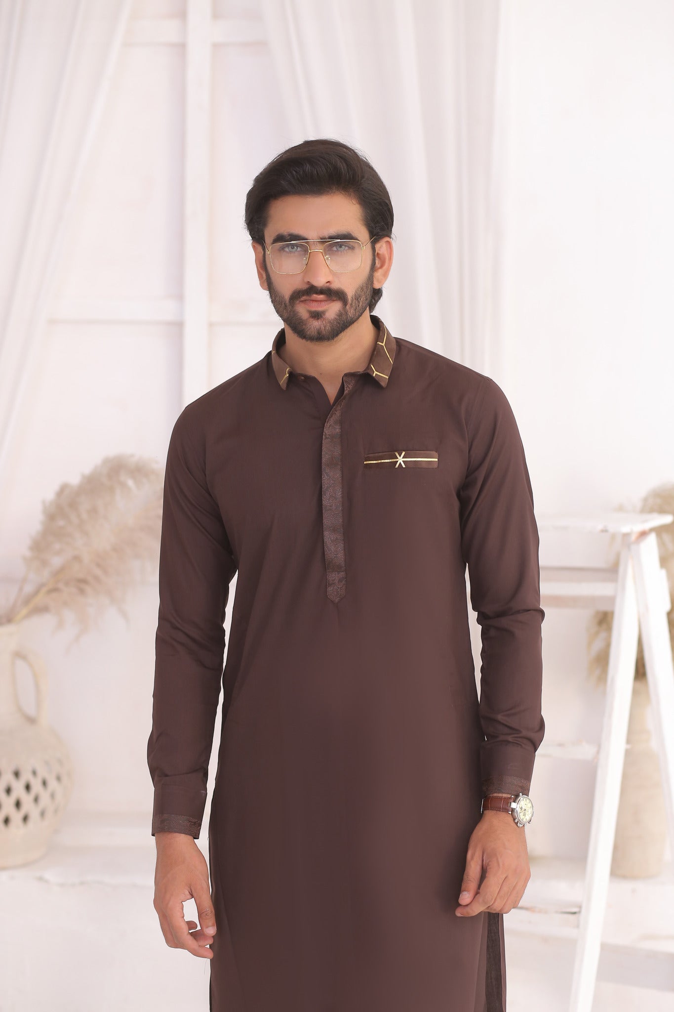 ER 696 Brown Dress Kurta Pajama