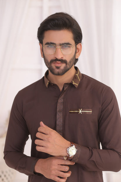 ER 696 Brown Dress Kurta Pajama