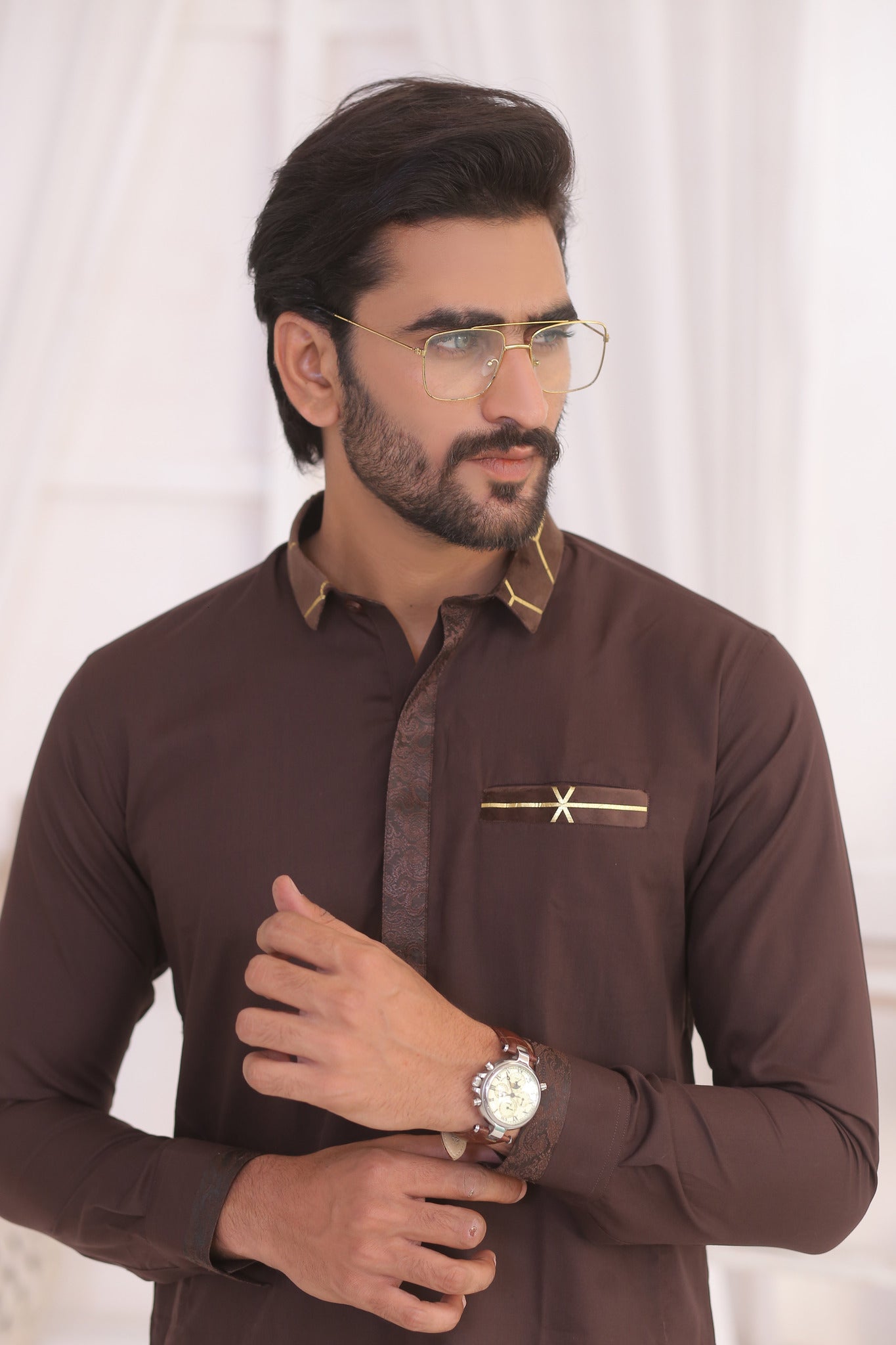 ER 696 Brown Dress Kurta Pajama