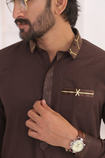 ER 696 Brown Dress Kurta Pajama