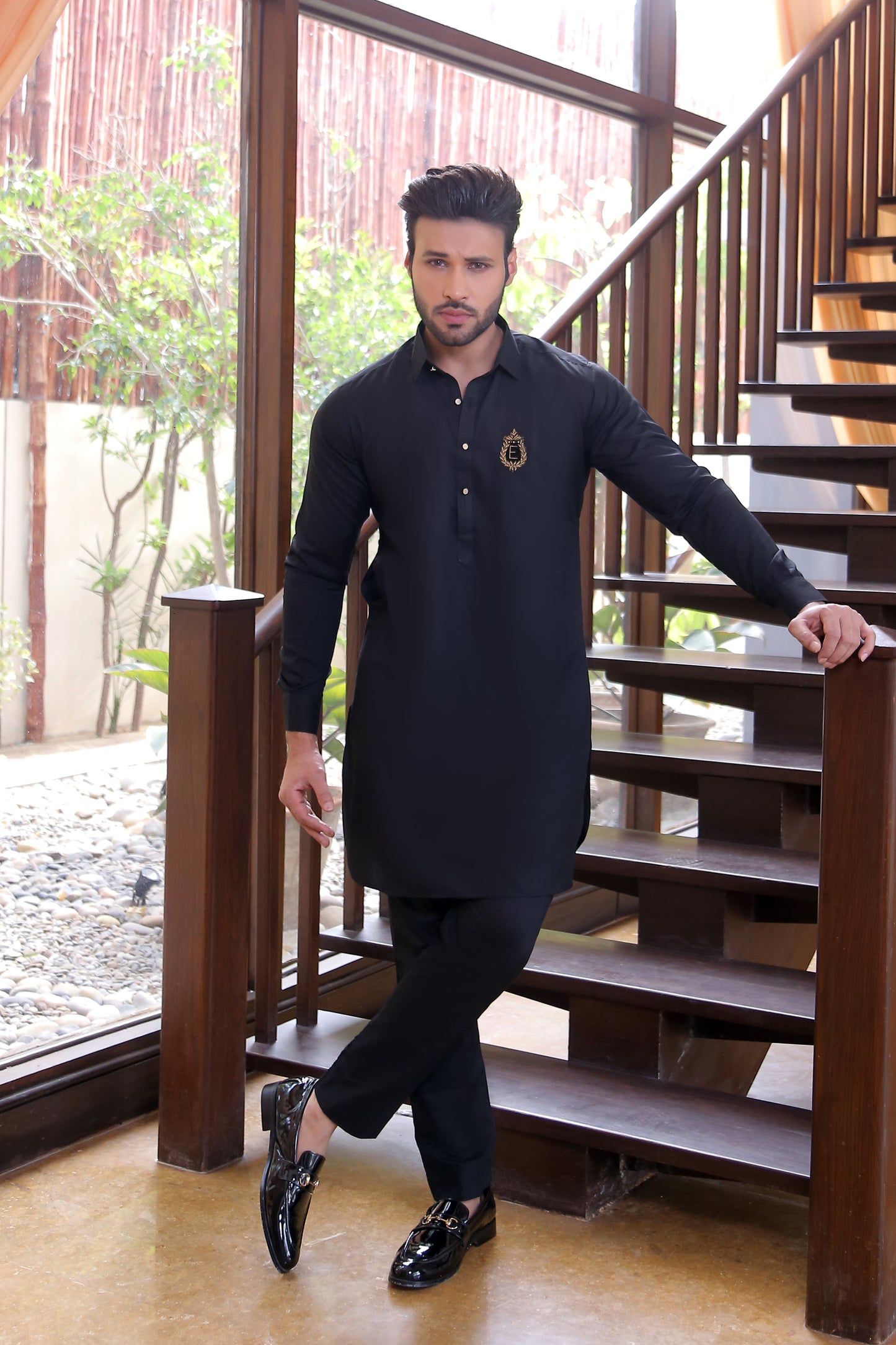 ER 681 Black Monogram Kurta pajama